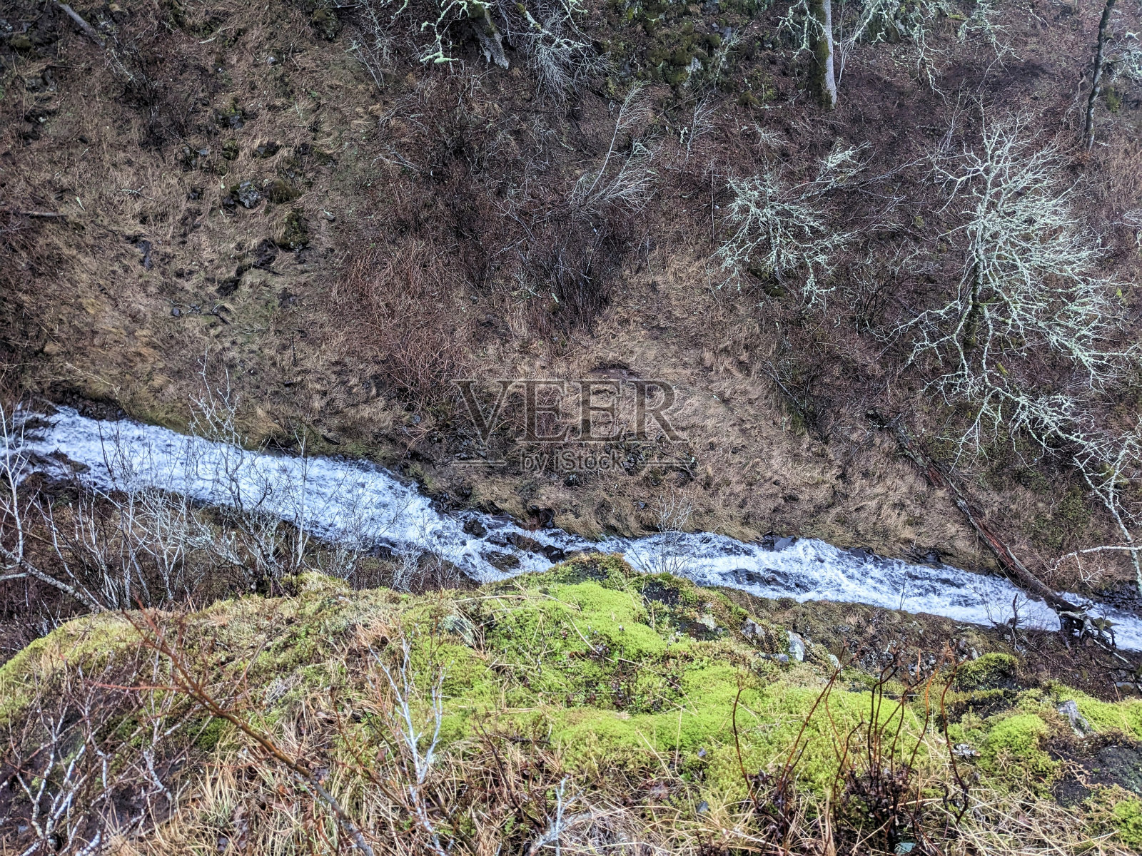 从上面看流动的小溪照片摄影图片