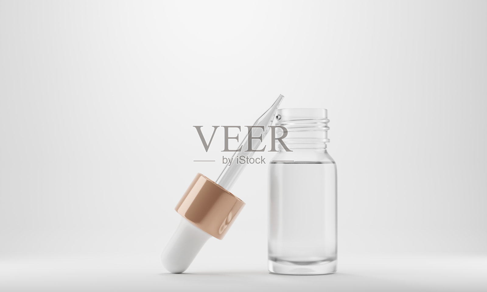 玻璃瓶滴管血清或油脂模型3d插图。照片摄影图片