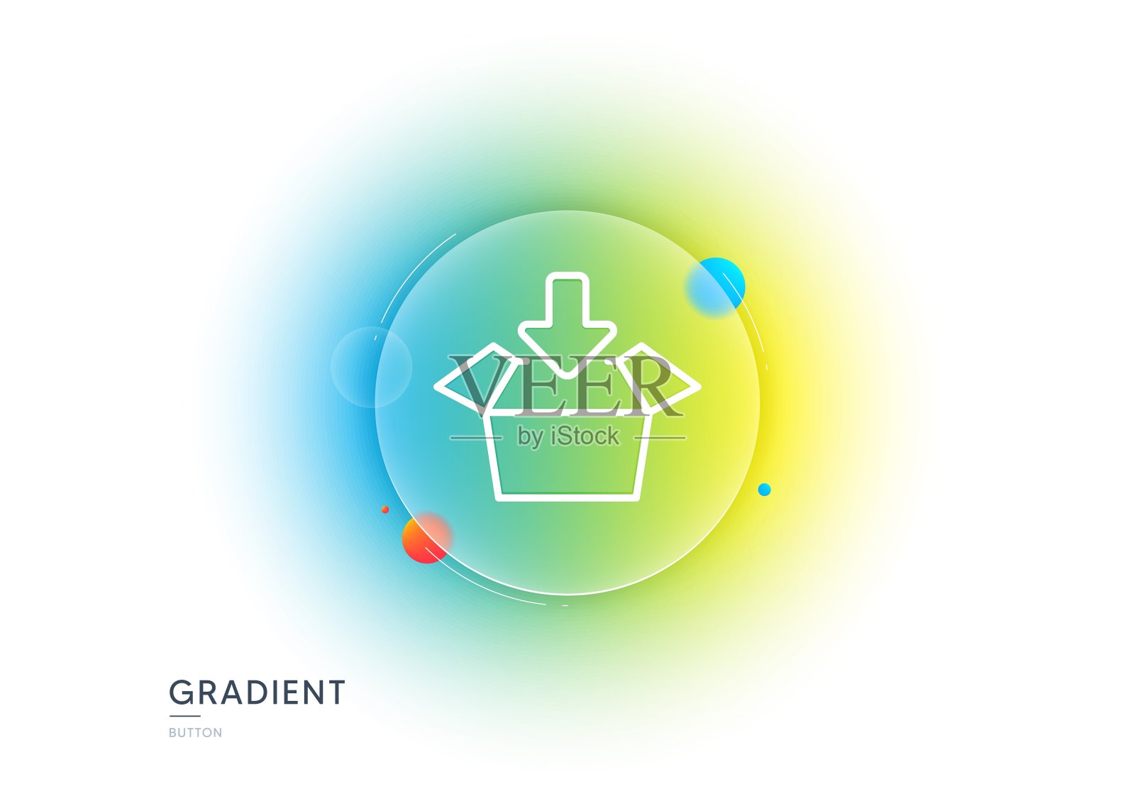 获取框线图标。打开快递包裹的标志。货物包装。渐变模糊按钮。向量插画图片素材