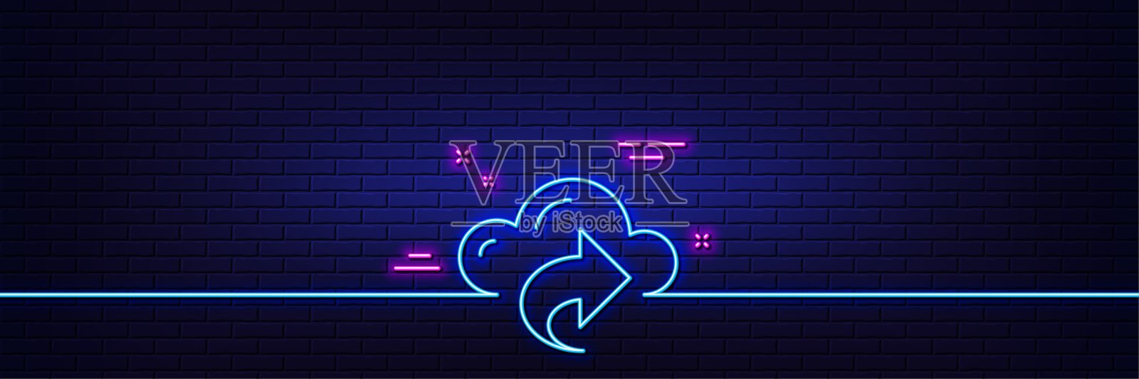 云计算共享线性图标。互联网数据存储签名。插画图片素材