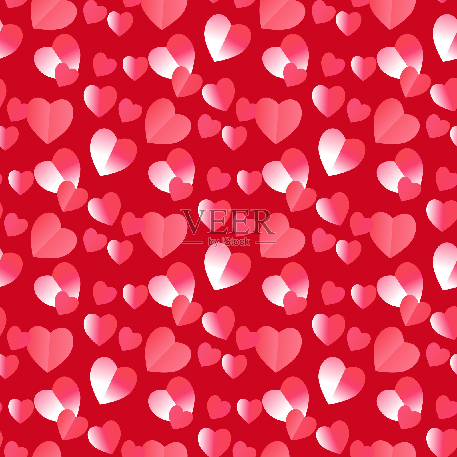可爱的现代心形无缝图案,可爱的浪漫背景,插画图片素材