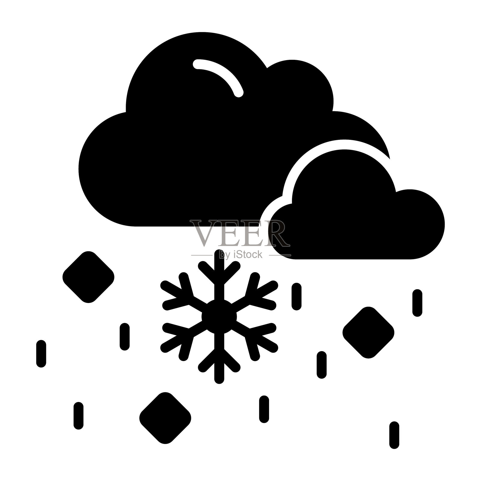 雪花飘落矢量潮流图标,冰雨可编辑设计插画图片素材