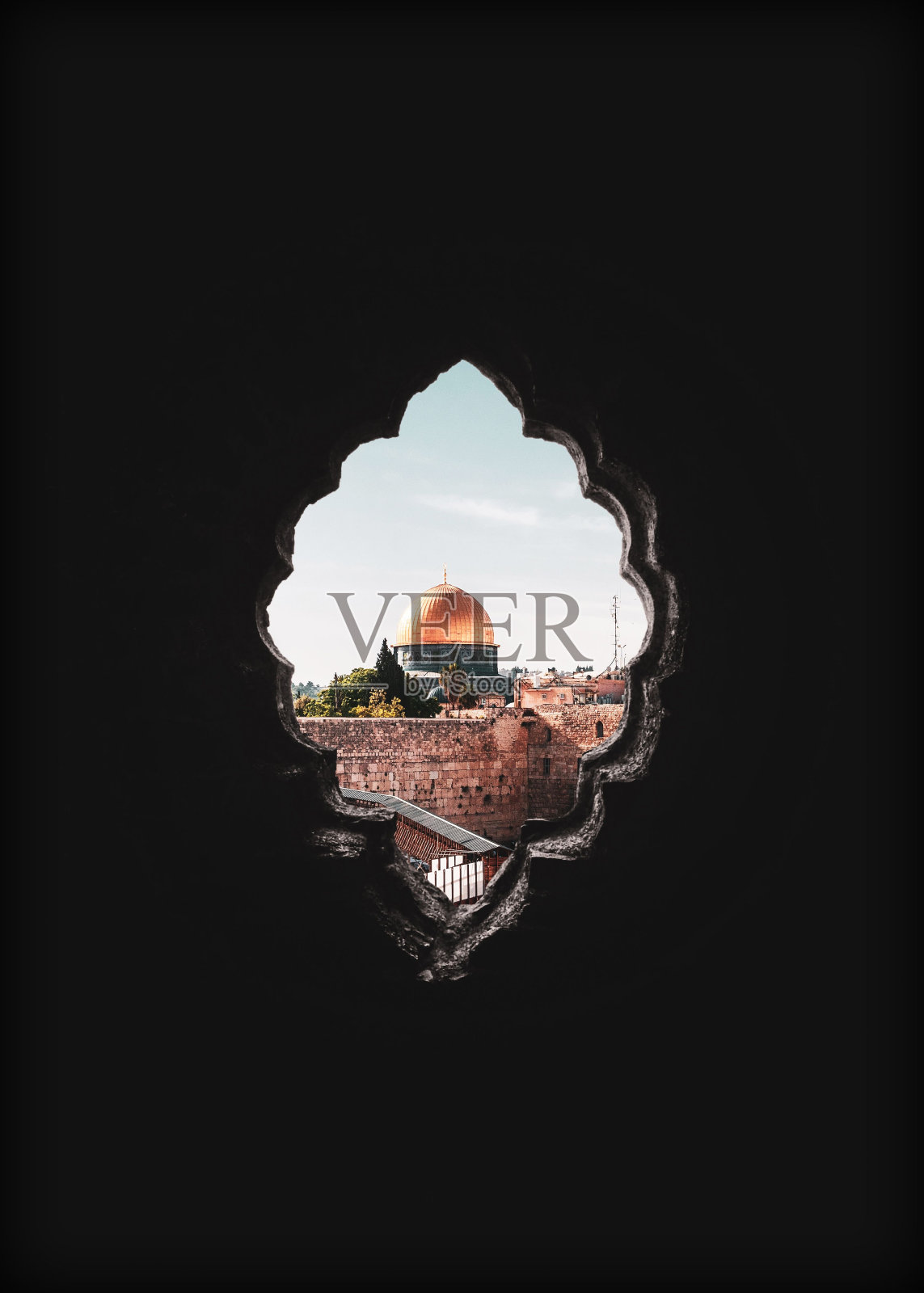 耶路撒冷(圣城)清真寺黑色背景长曝光照片照片摄影图片