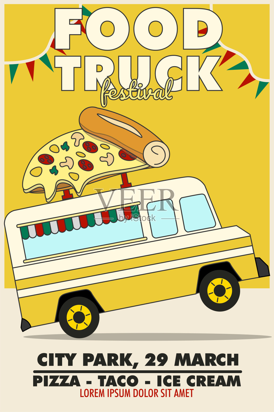 餐车矢量设计海报插画图片素材