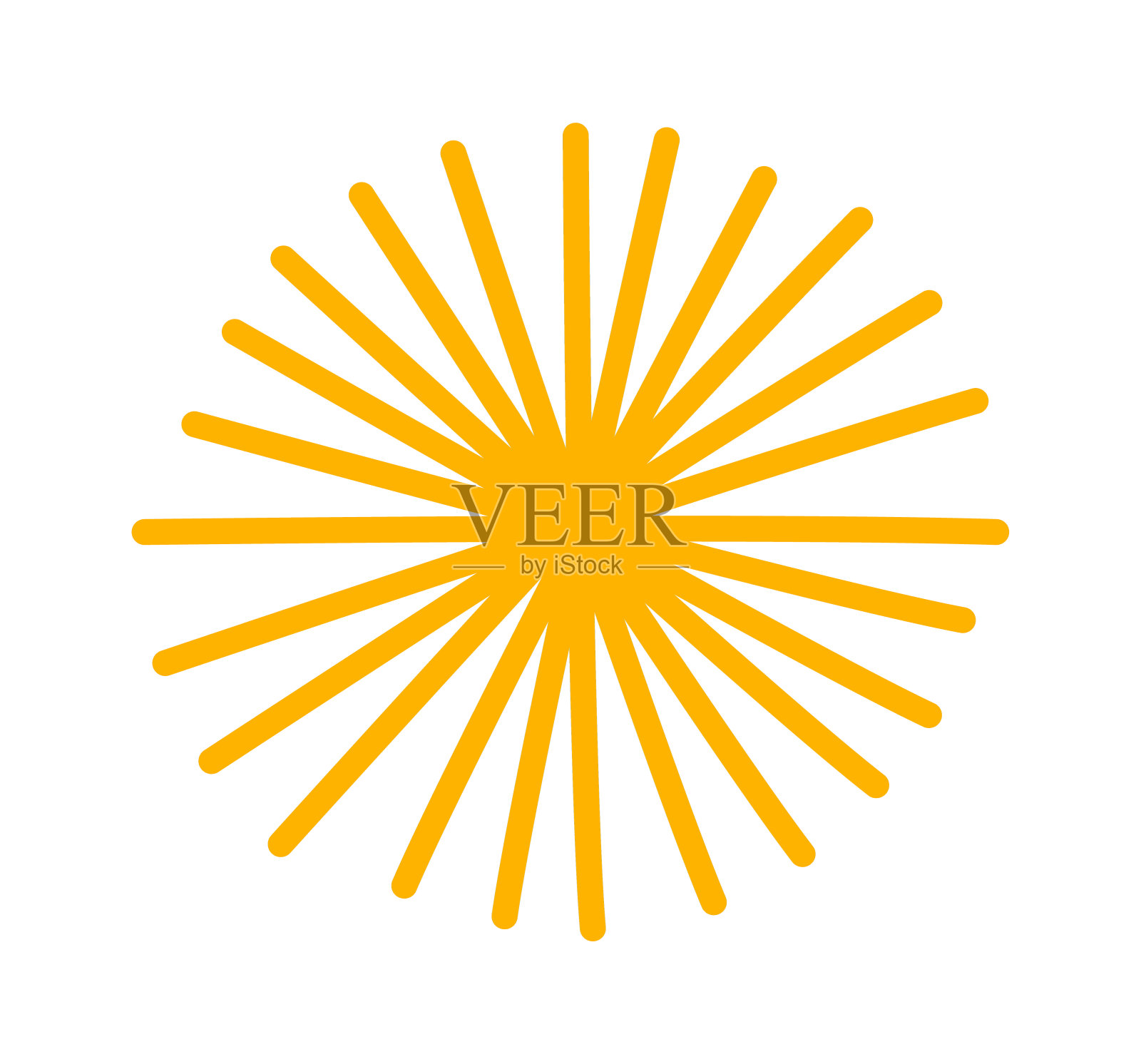 手绘太阳射线平面图标插画图片素材