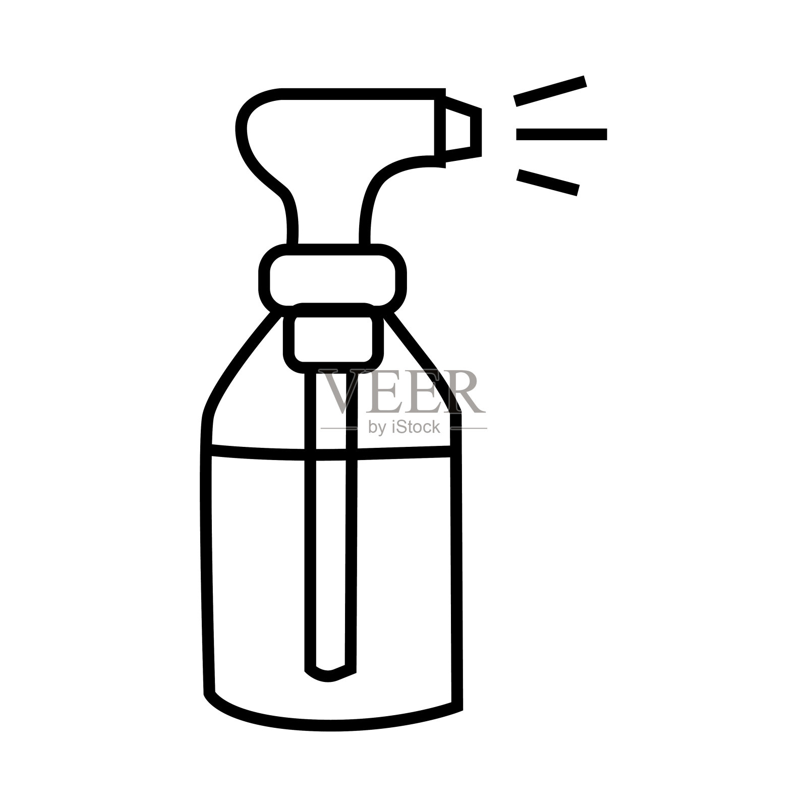 带瓶子的粉碎机。油漆和水喷塑工具插画图片素材