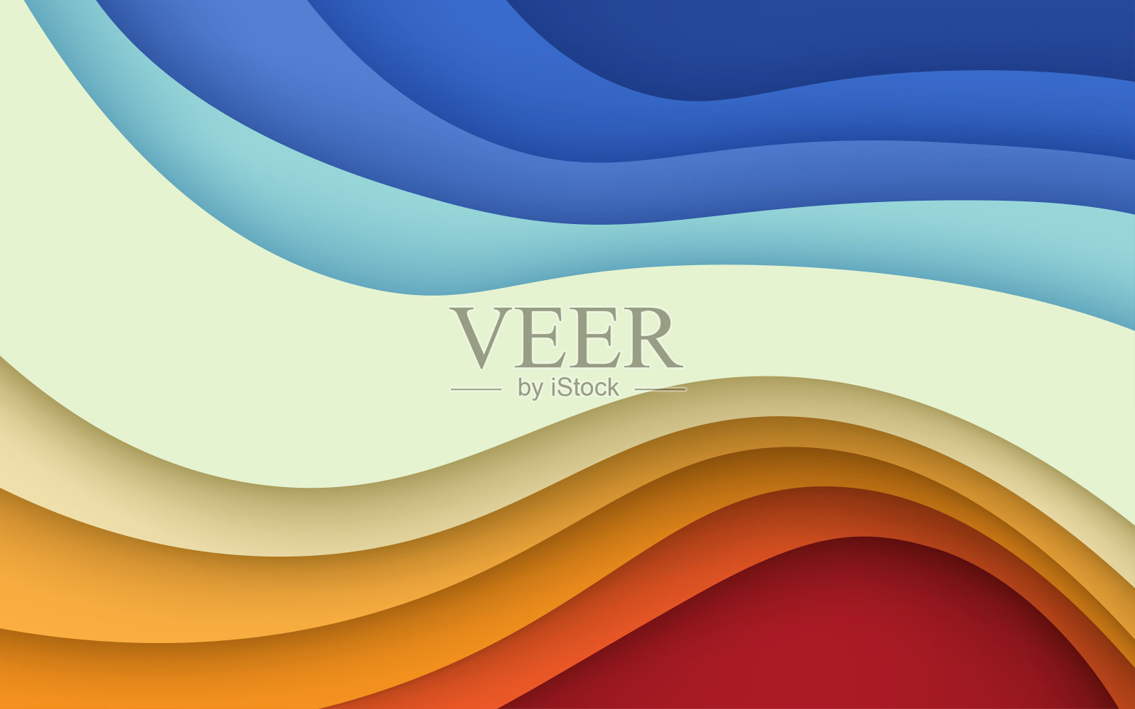 摘要彩色剪纸波浪重叠层背景。eps10向量插画图片素材