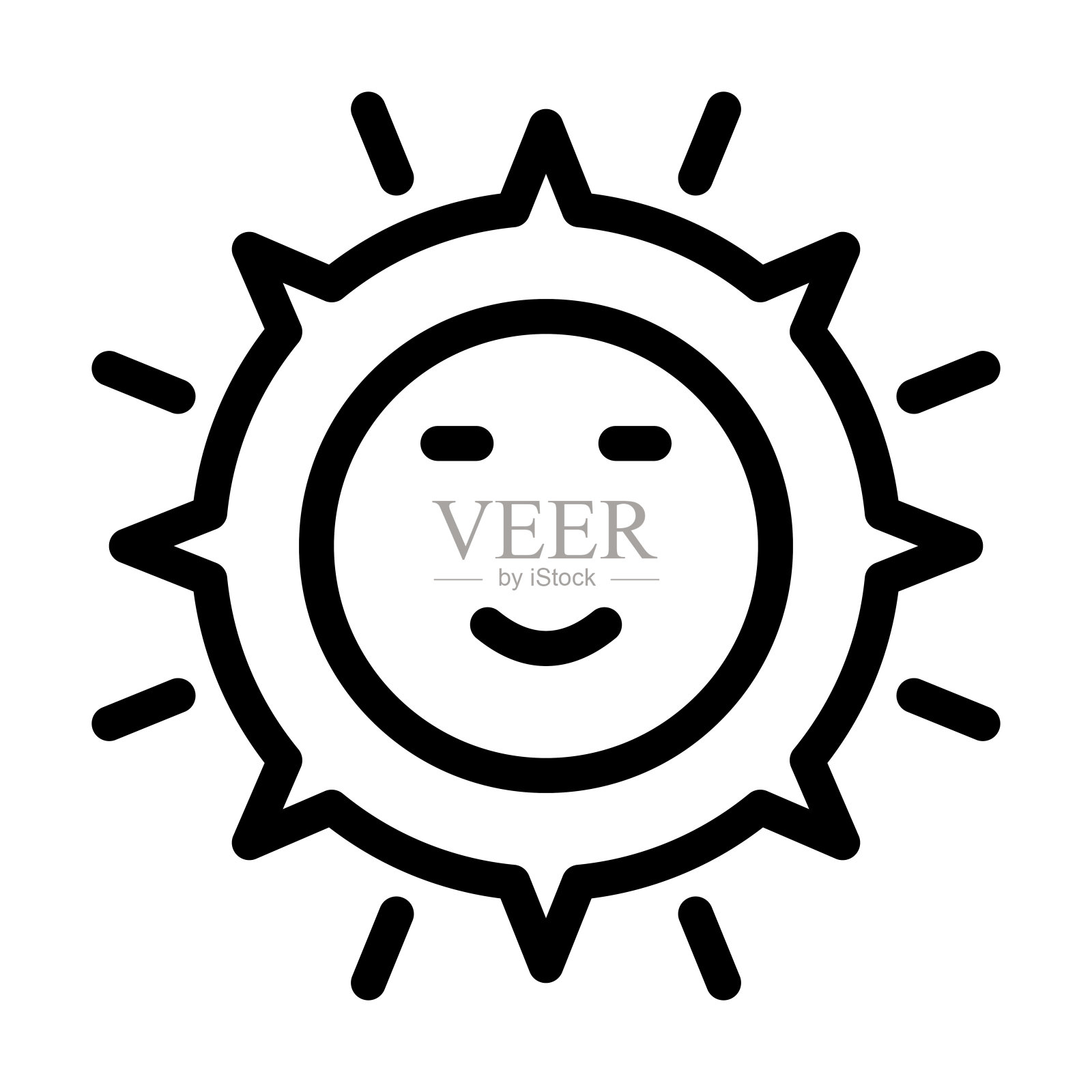 太阳粗线图标插画图片素材