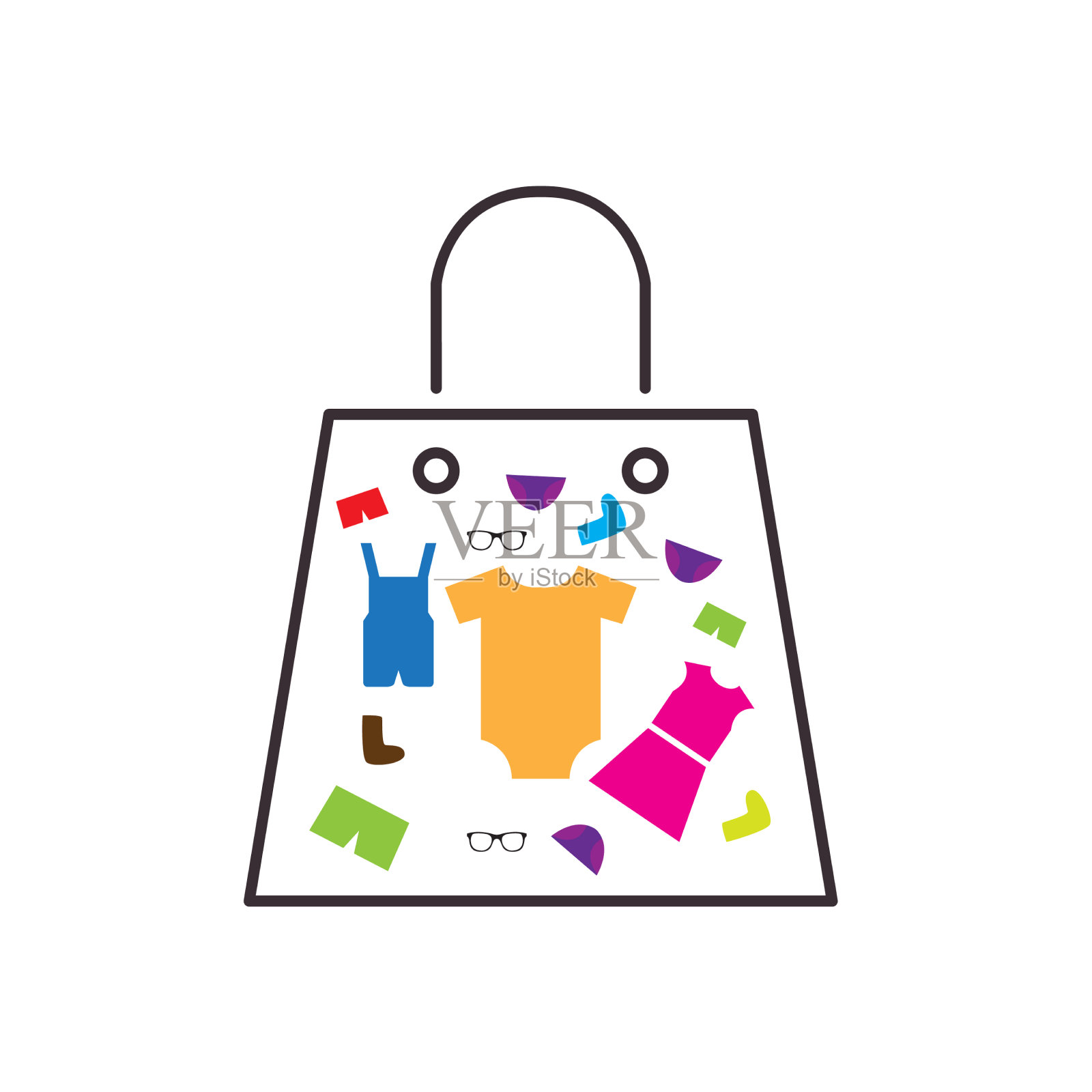 购物袋婴儿布图标标志插画图片素材