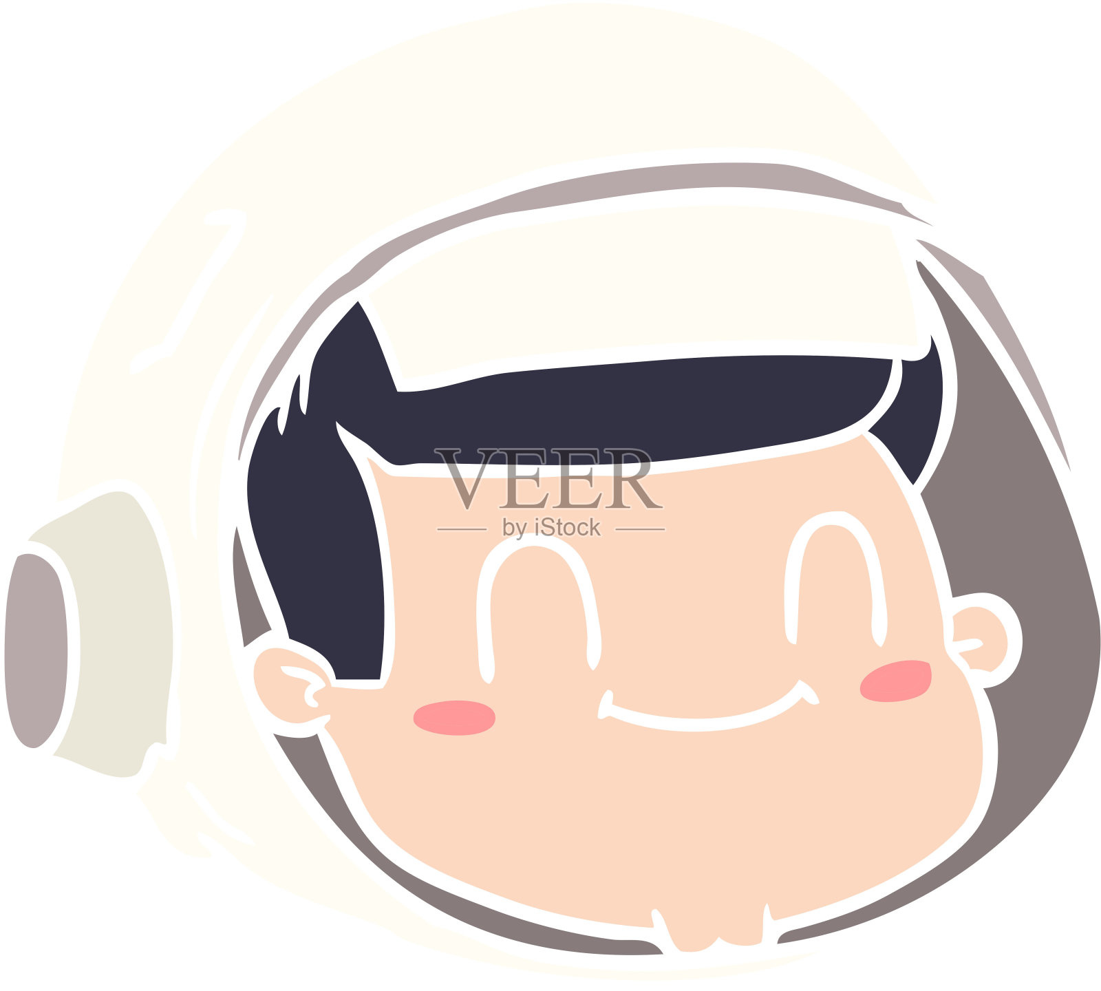 平面色彩风格卡通宇航员脸插画图片素材