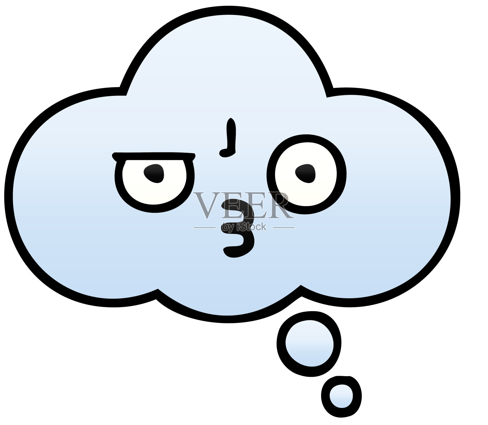 一个思想泡泡的渐变阴影卡通插画图片素材