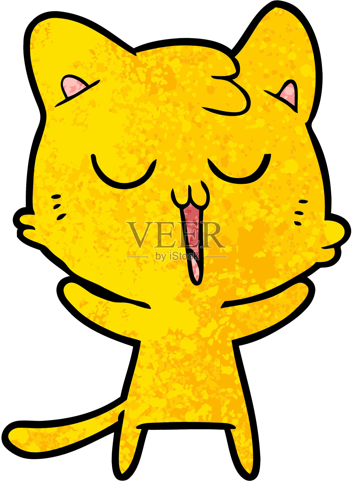 卡通猫唱歌插画图片素材