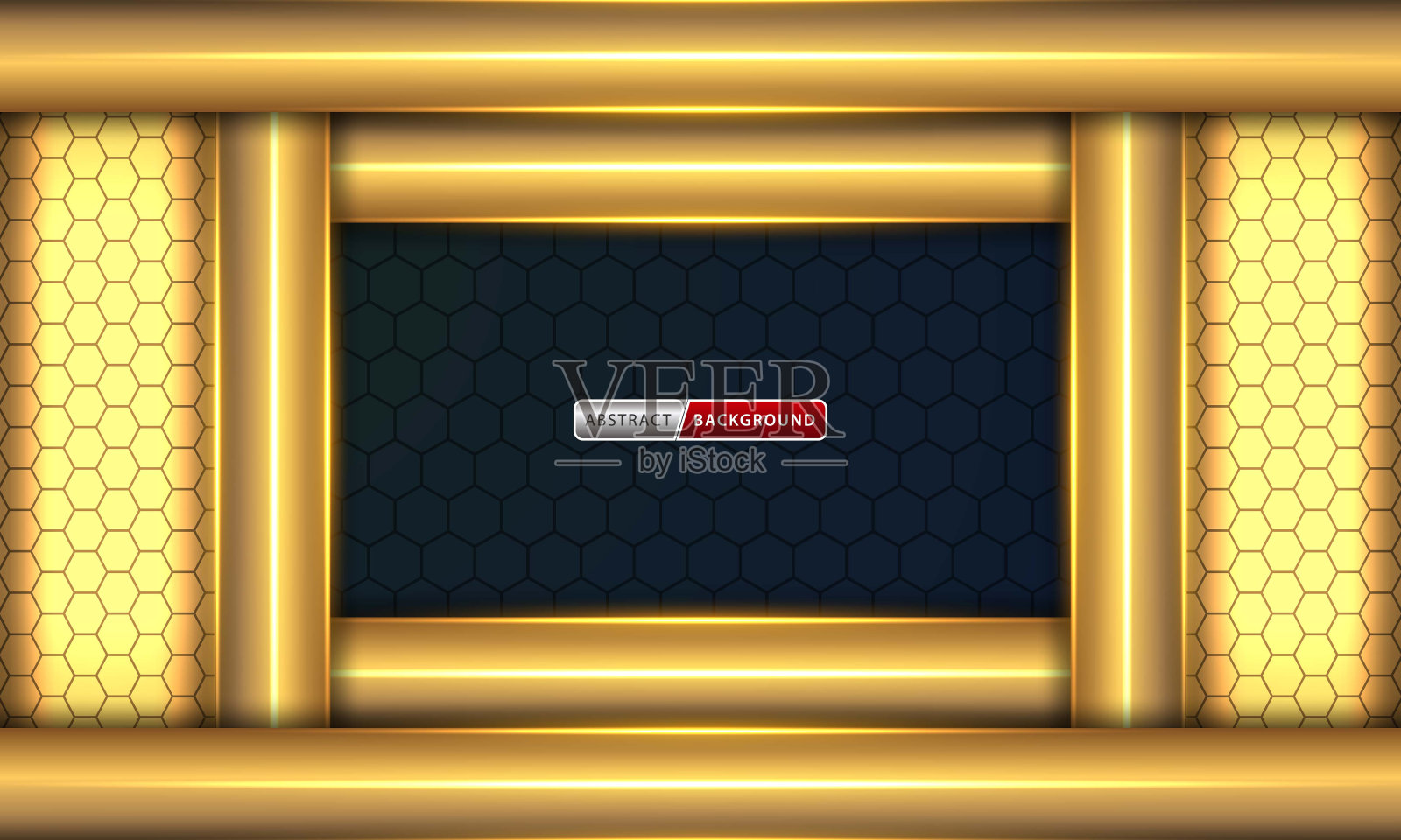 抽象的黑色和金色六边形的豪华背景向量插画图片素材