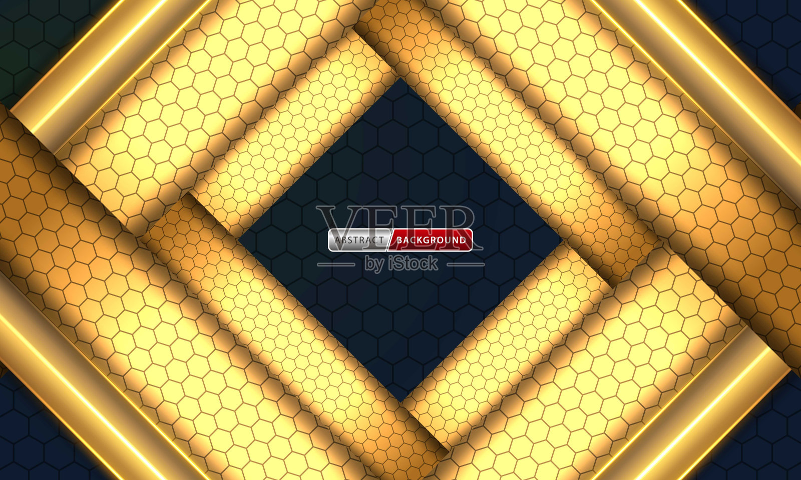 抽象的黑色和金色六边形的豪华背景向量插画图片素材