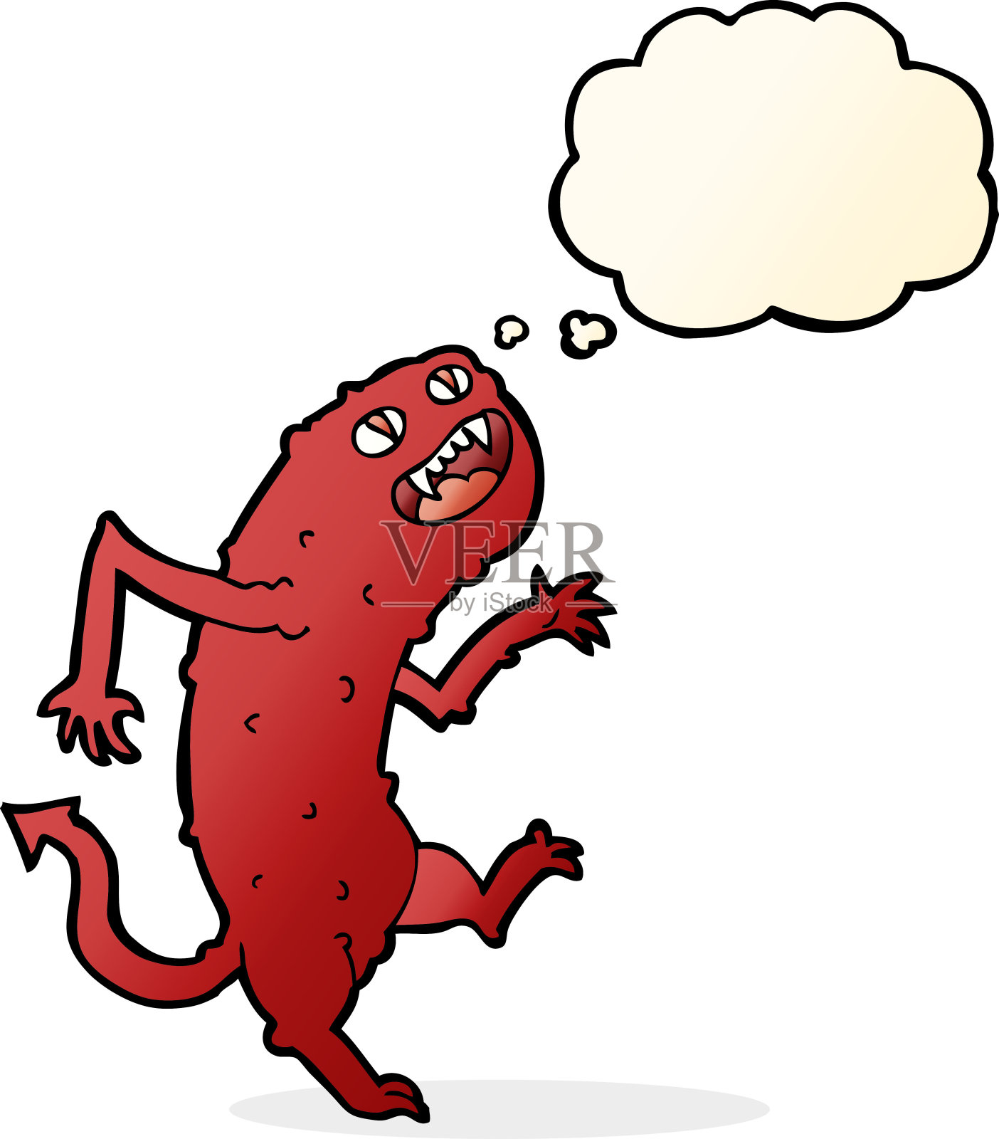 带有思想泡泡的卡通怪物插画图片素材