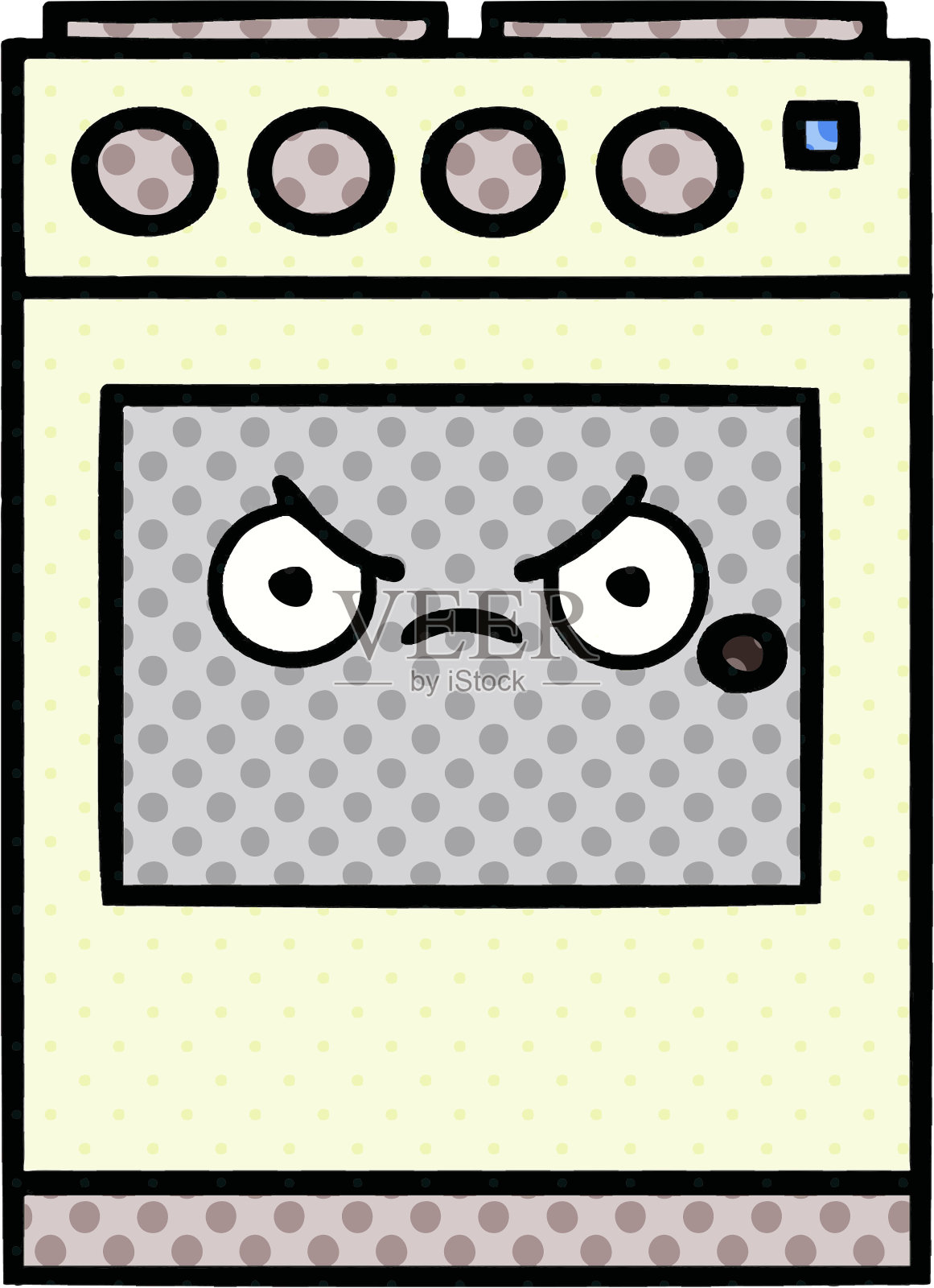 漫画书风格的卡通厨房烤箱插画图片素材