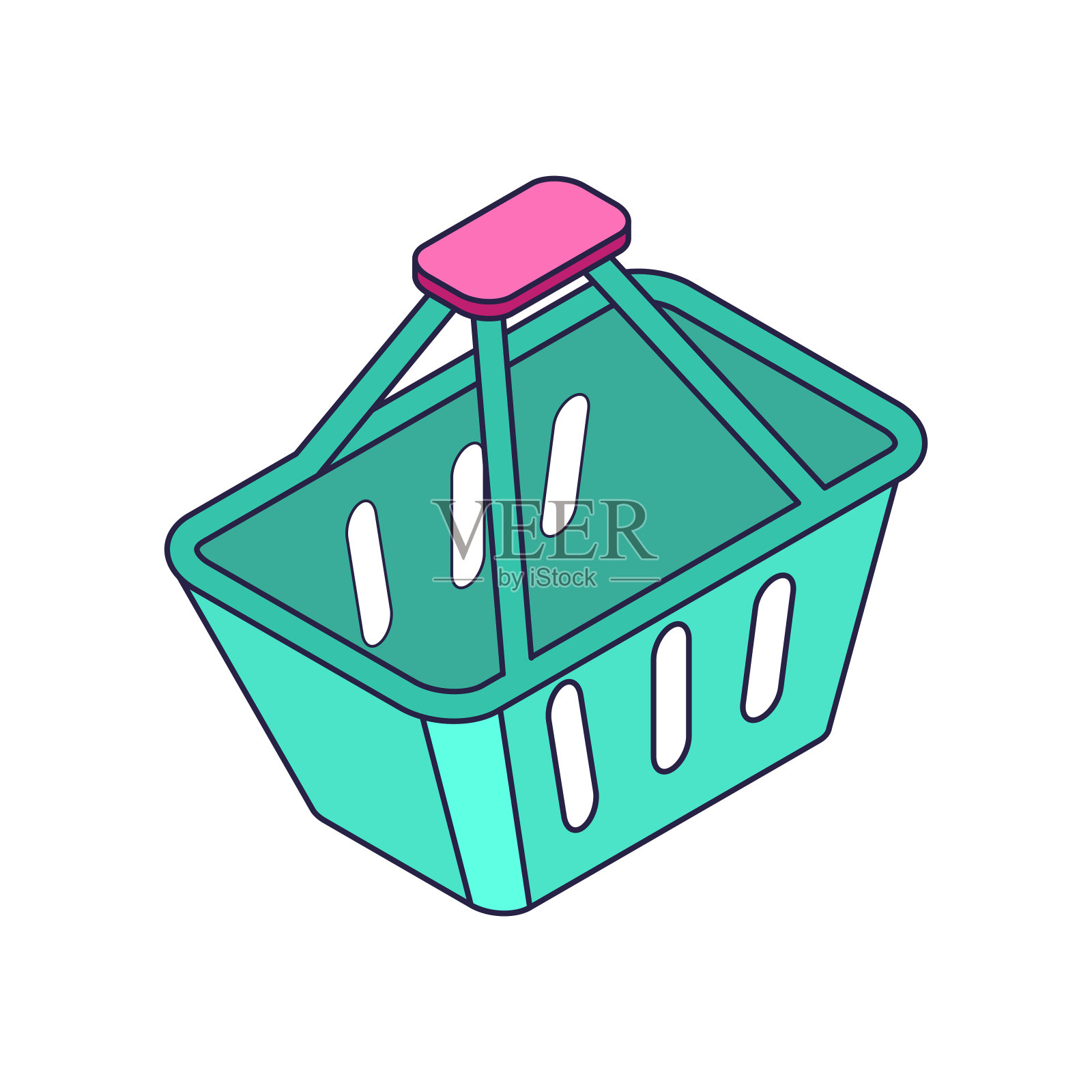 现代三维图标购物篮等距网络营销设计。矢量插图概念插画图片素材