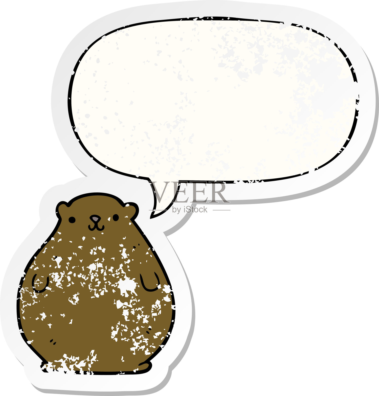 卡通熊用语音泡泡心疼心疼老贴纸插画图片素材