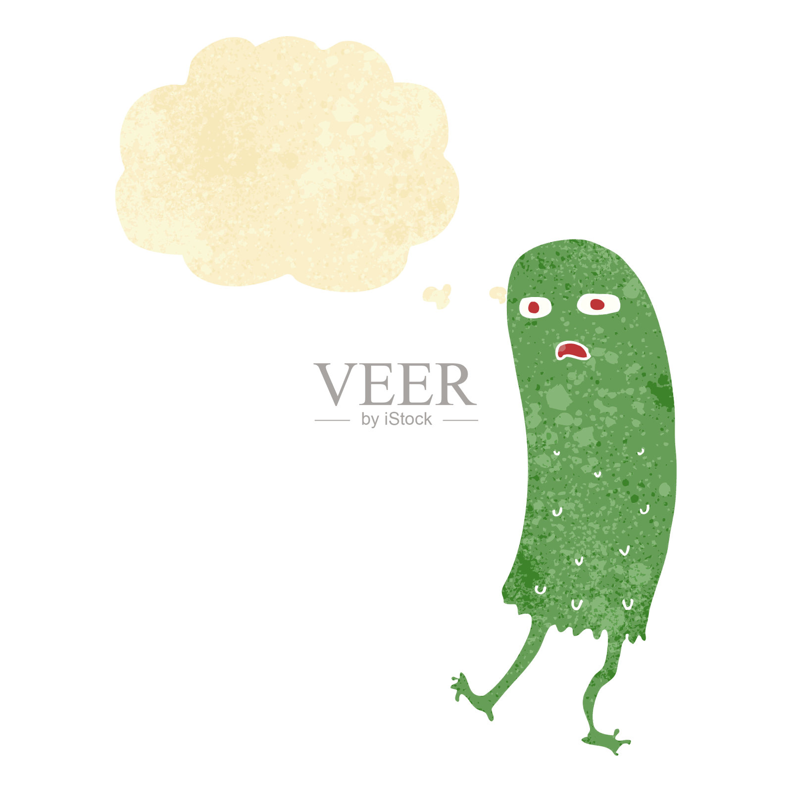 卡通滑稽鬼与思想泡泡插画图片素材