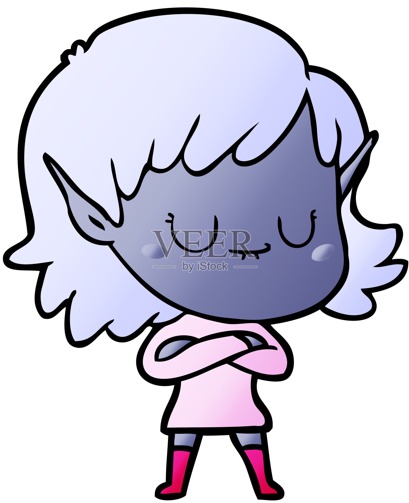 快乐的卡通精灵女孩插画图片素材