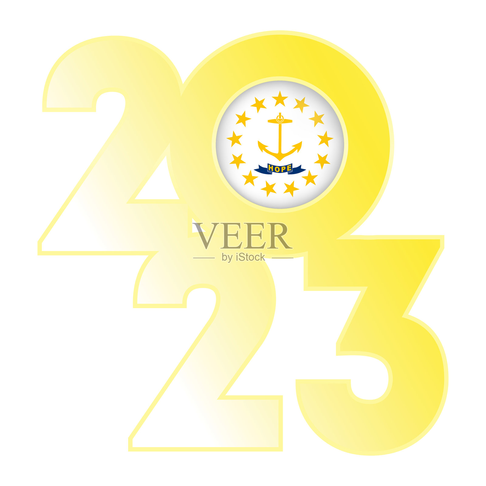 2023年的横幅,里面有罗德岛州旗。矢量插图。插画图片素材