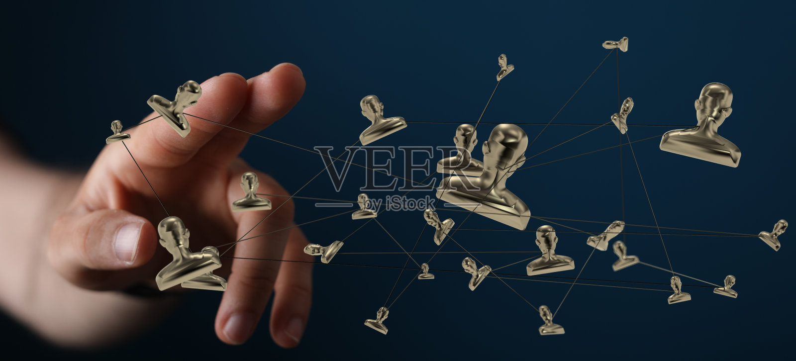 人的手触摸3D渲染人的轮廓照片摄影图片