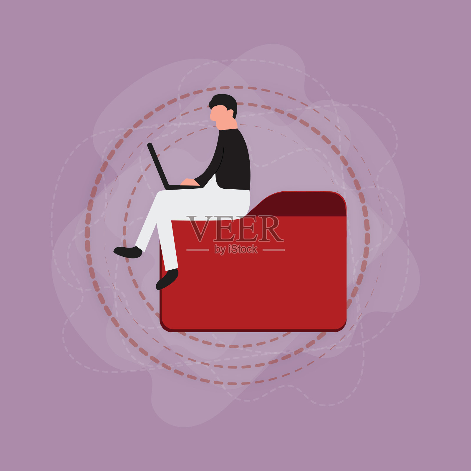 文件夹图标与男人插画图片素材