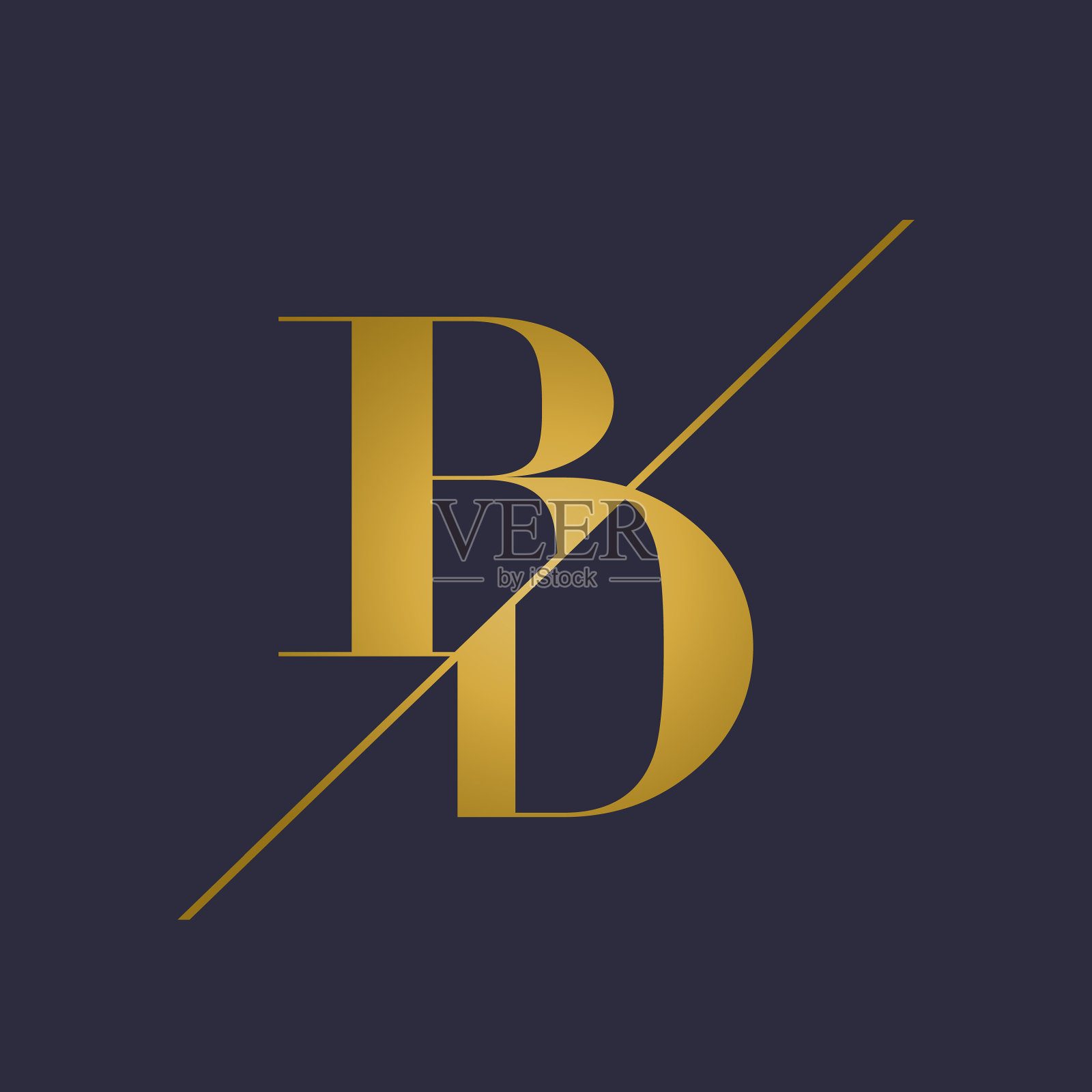 BD字母标志。大写装饰衬线字母b,字母d签名图标。奢华风格的字母首字母。插画图片素材