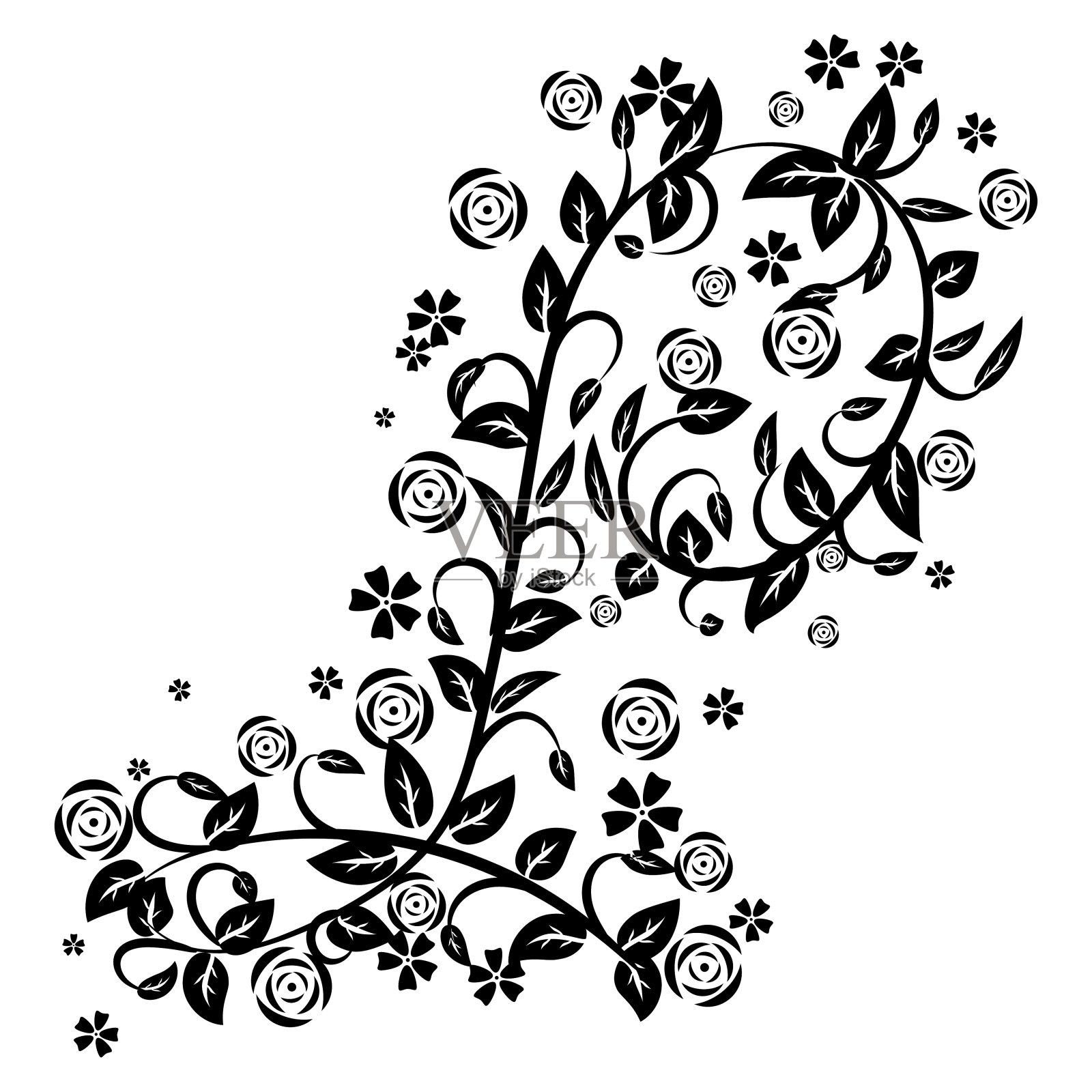 带有植物元素的字母L。插画图片素材