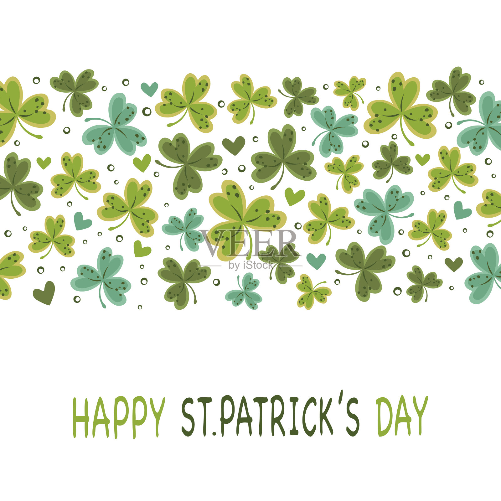 用三叶草和爱心点亮圣帕特里克节旗帜插画图片素材