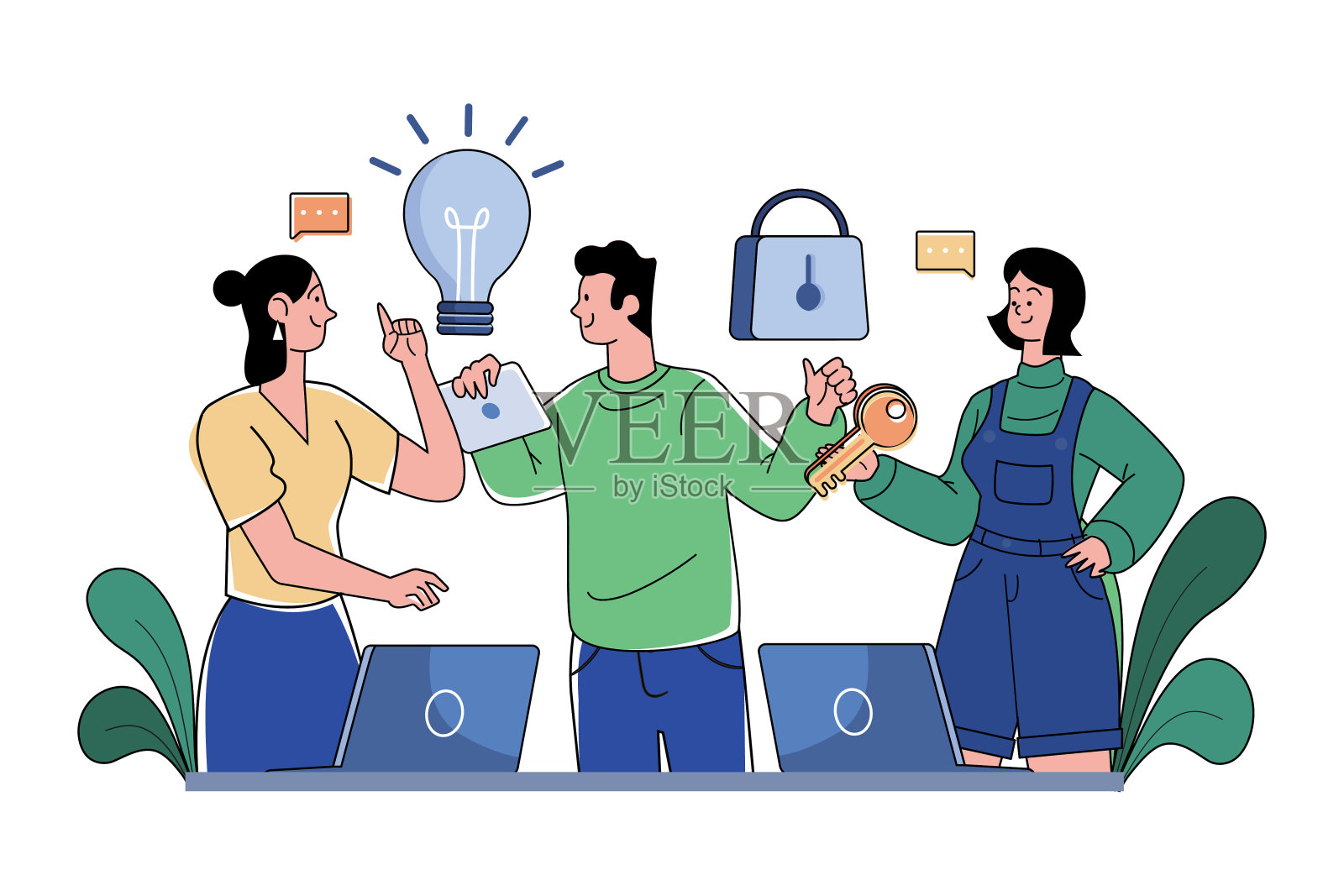 业务团队寻找解决问题的解决方案插画图片素材