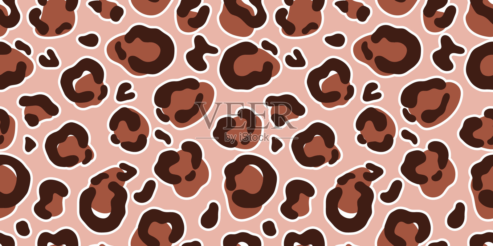 卡通动物印花,豹纹,矢量无缝图案的涂鸦风格,手绘插画图片素材