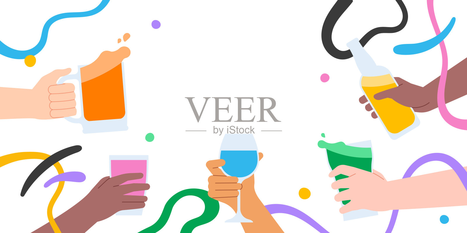 朋友聚会活动说明朋友团体祝酒词插画图片素材