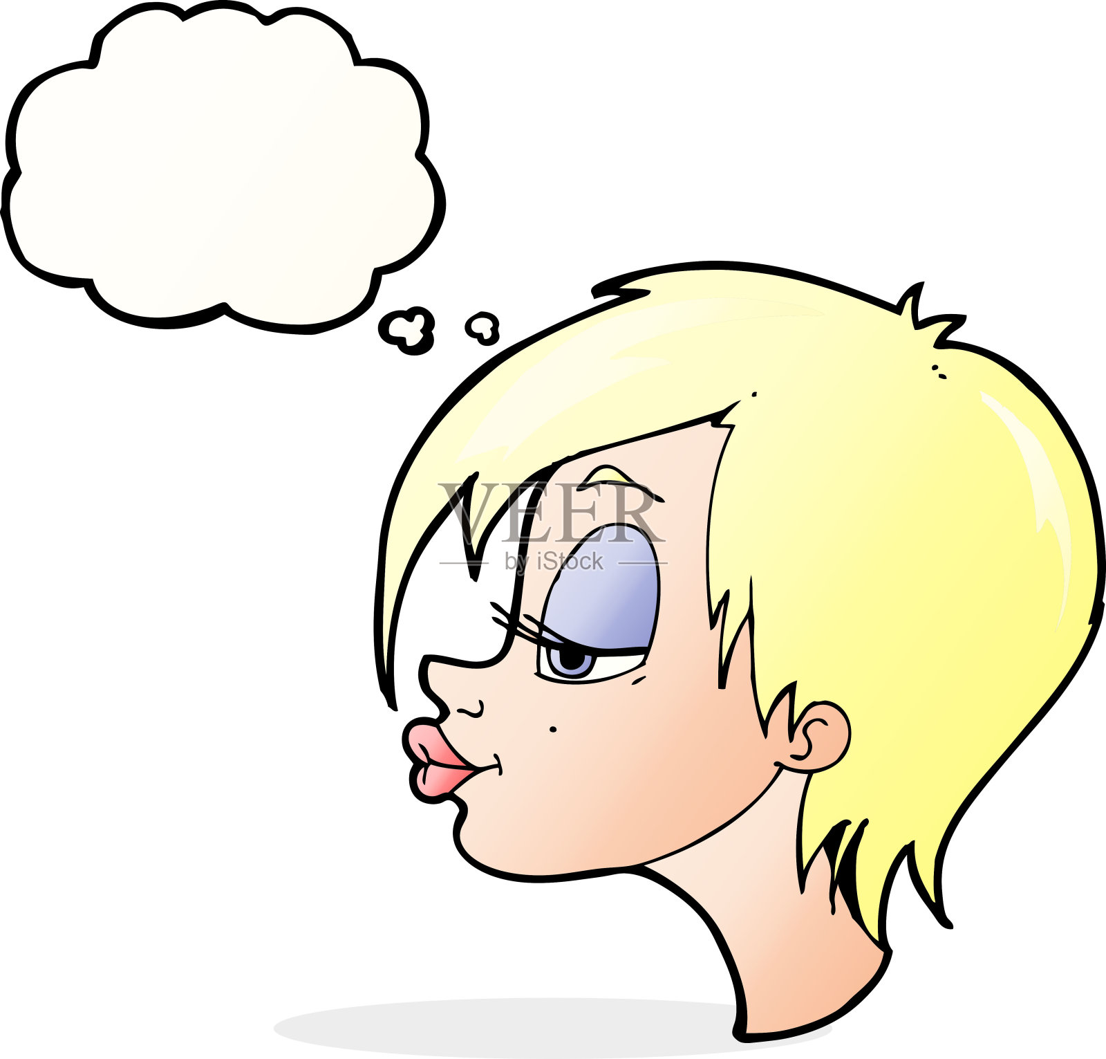 卡通漂亮女人的思想泡沫插画图片素材