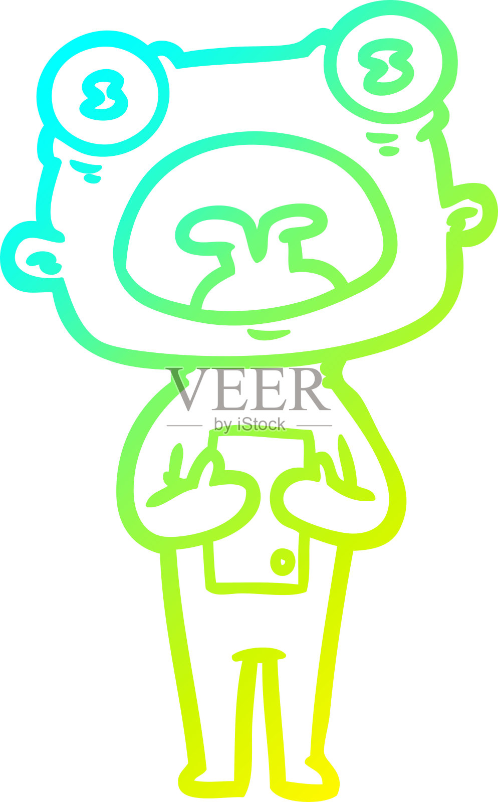 冷梯度线绘制的卡通奇怪的外星人交流设计元素图片