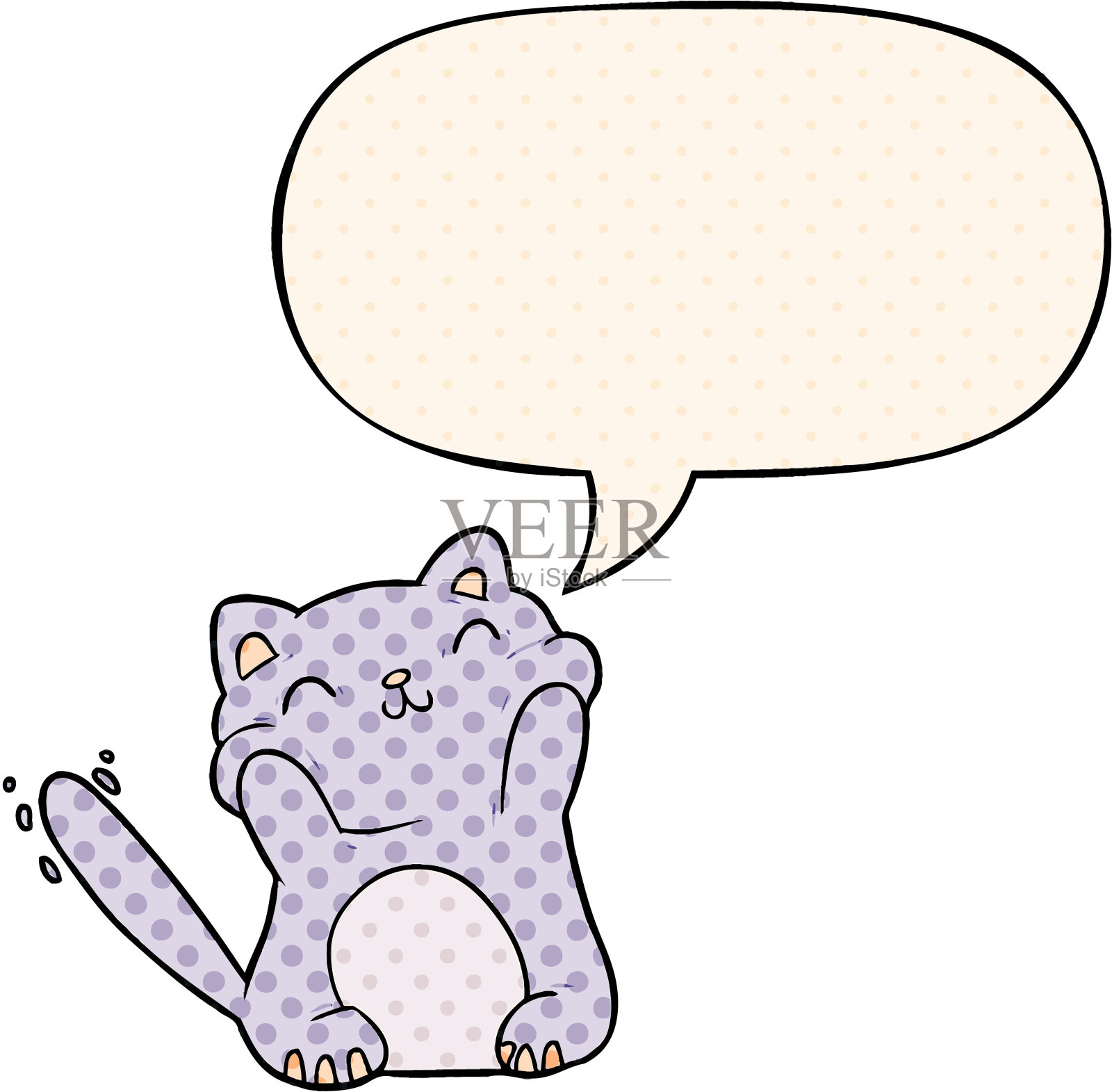 非常开心可爱的卡通猫,带有漫画风格的语音泡泡设计元素图片