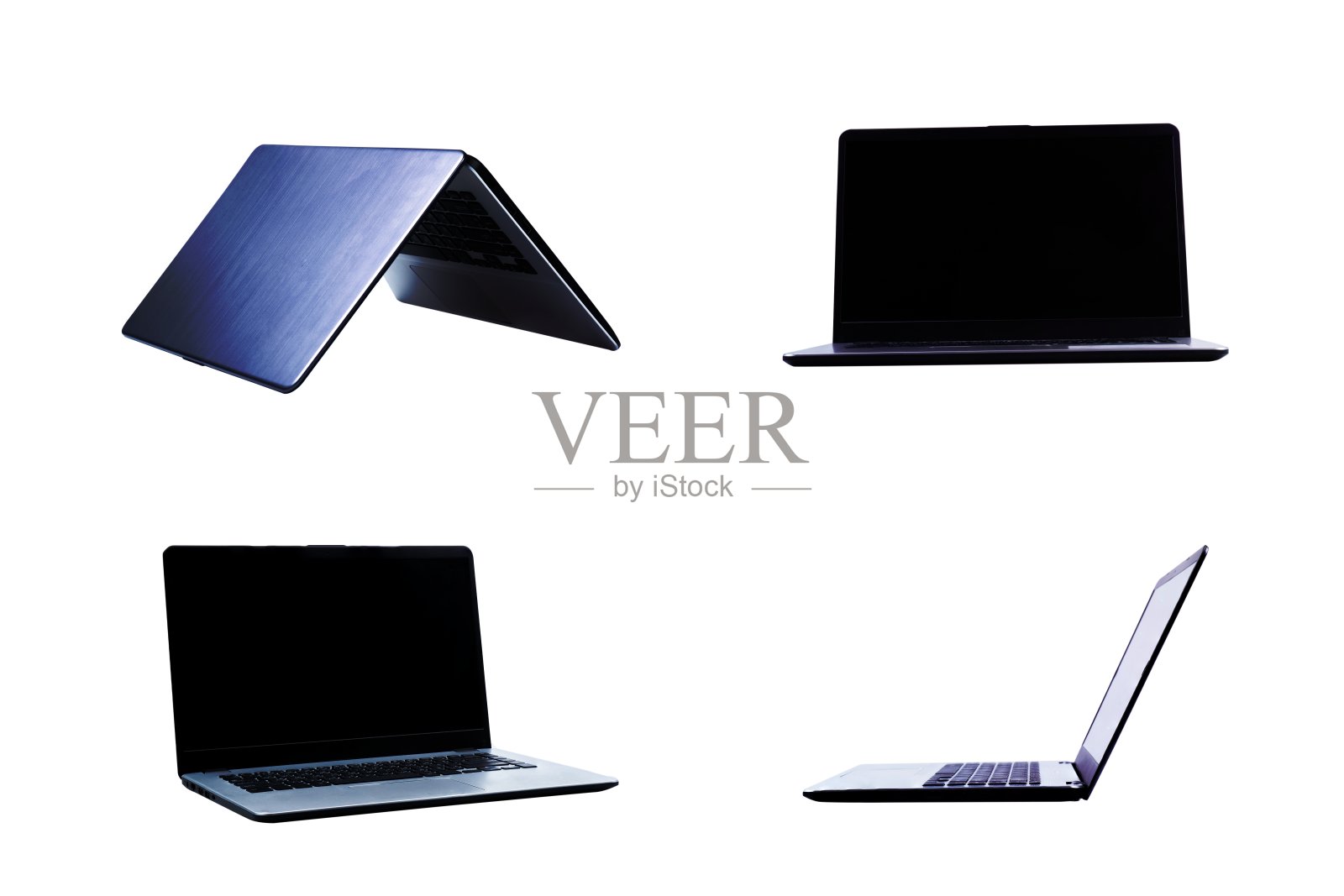 一套笔记本电脑,黑白背景隔离的笔记本电脑照片摄影图片