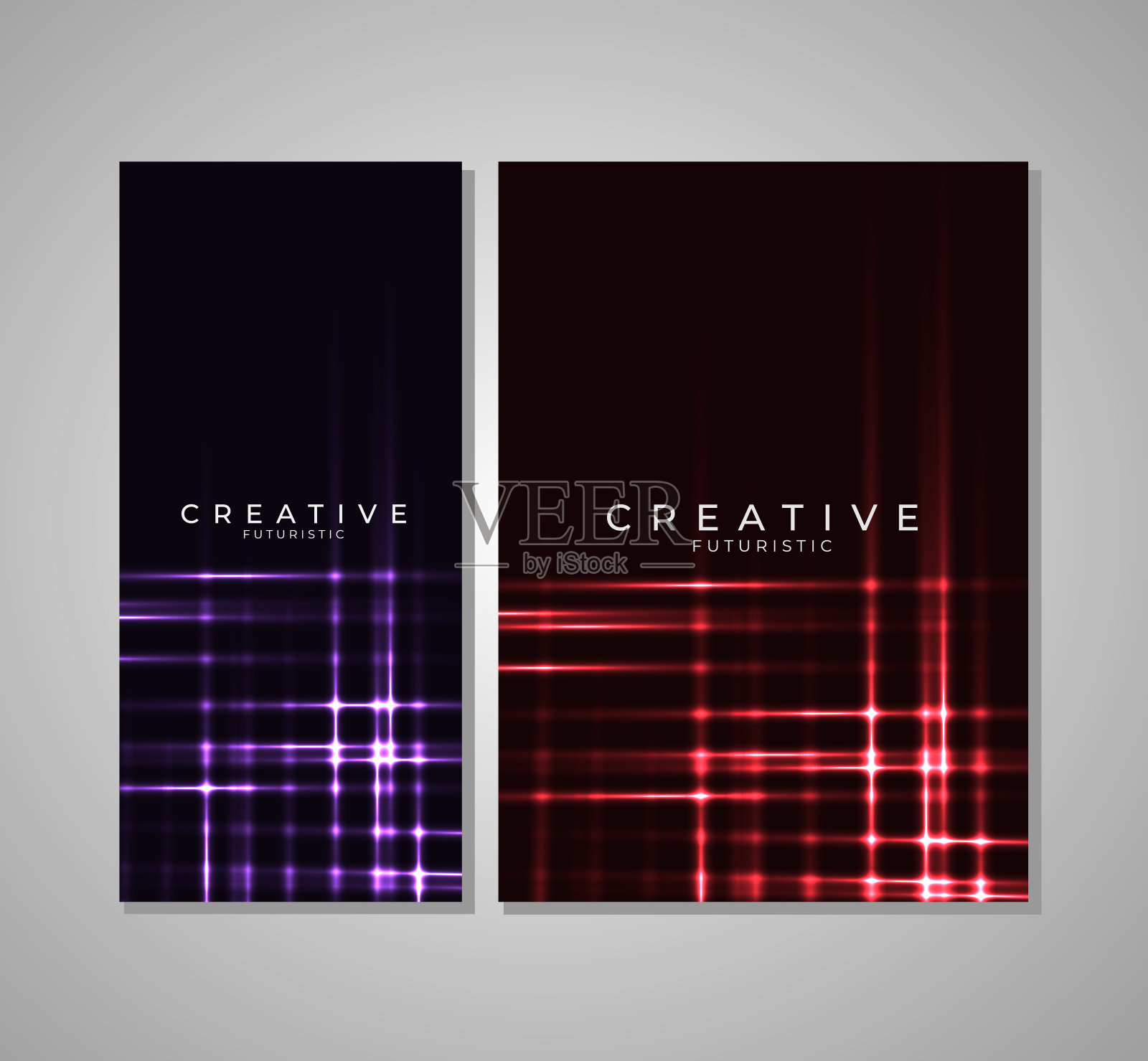 灯光效果背景的创意未来几何透视设计。抽象的未来和科技背景,抽象的艺术壁纸。插画图片素材