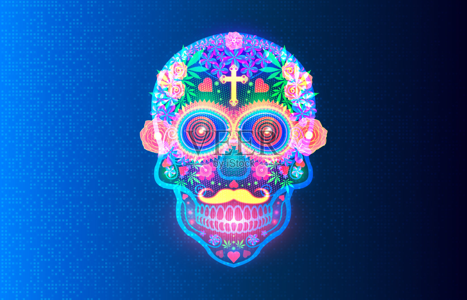 墨西哥糖头骨-卡拉维拉作为一个快乐的致敬墨西哥文化-概念插图插画图片素材