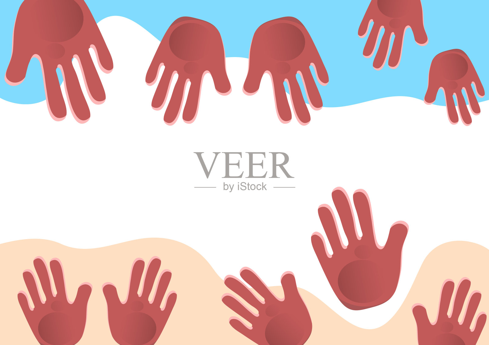 抽象的背景,孩子的手掌。向量插画图片素材