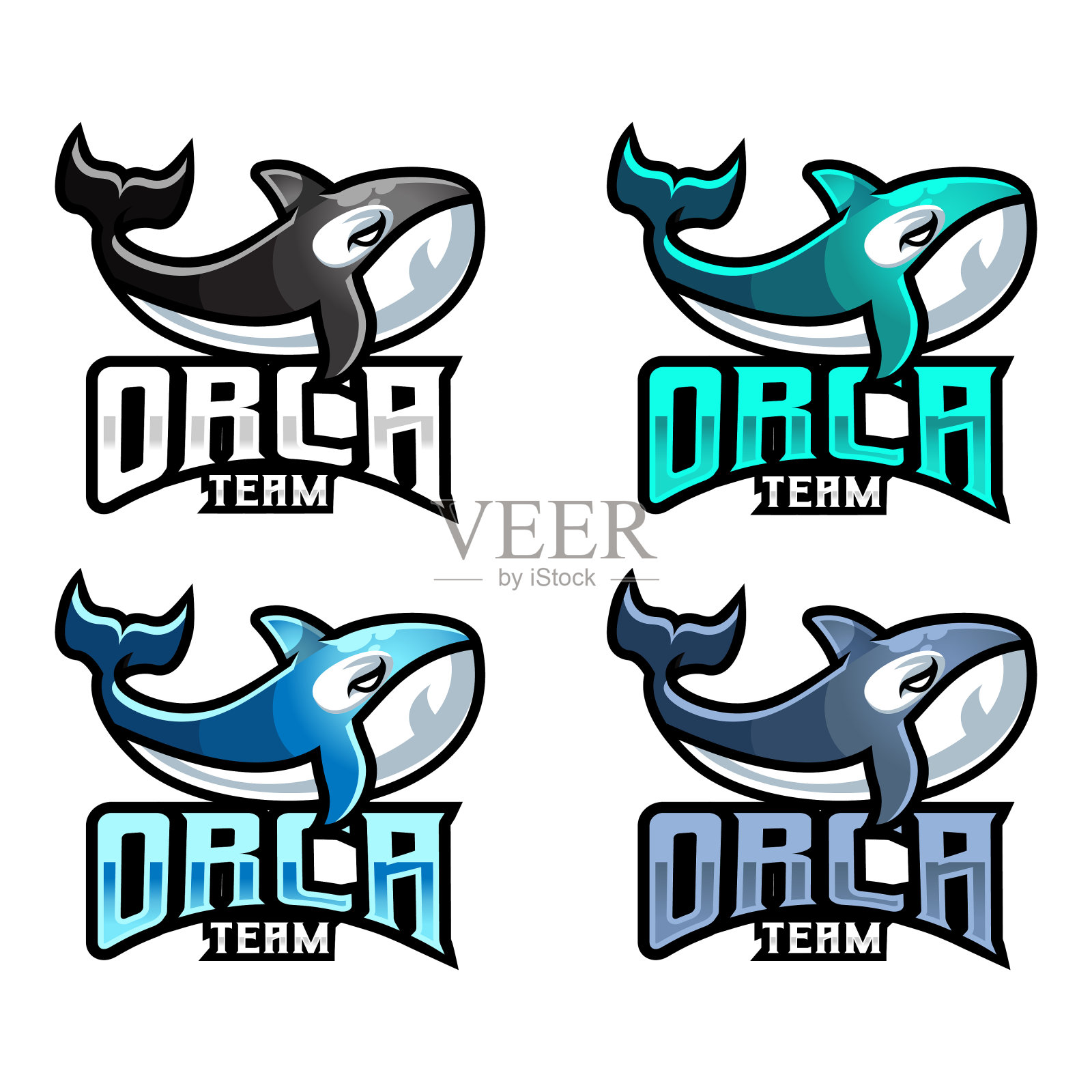 虎鲸吉祥物设计矢量与现代插图概念风格的徽章,徽章和t恤印刷。为体育,游戏玩家,流媒体和电子竞技团队的插图。插画图片素材