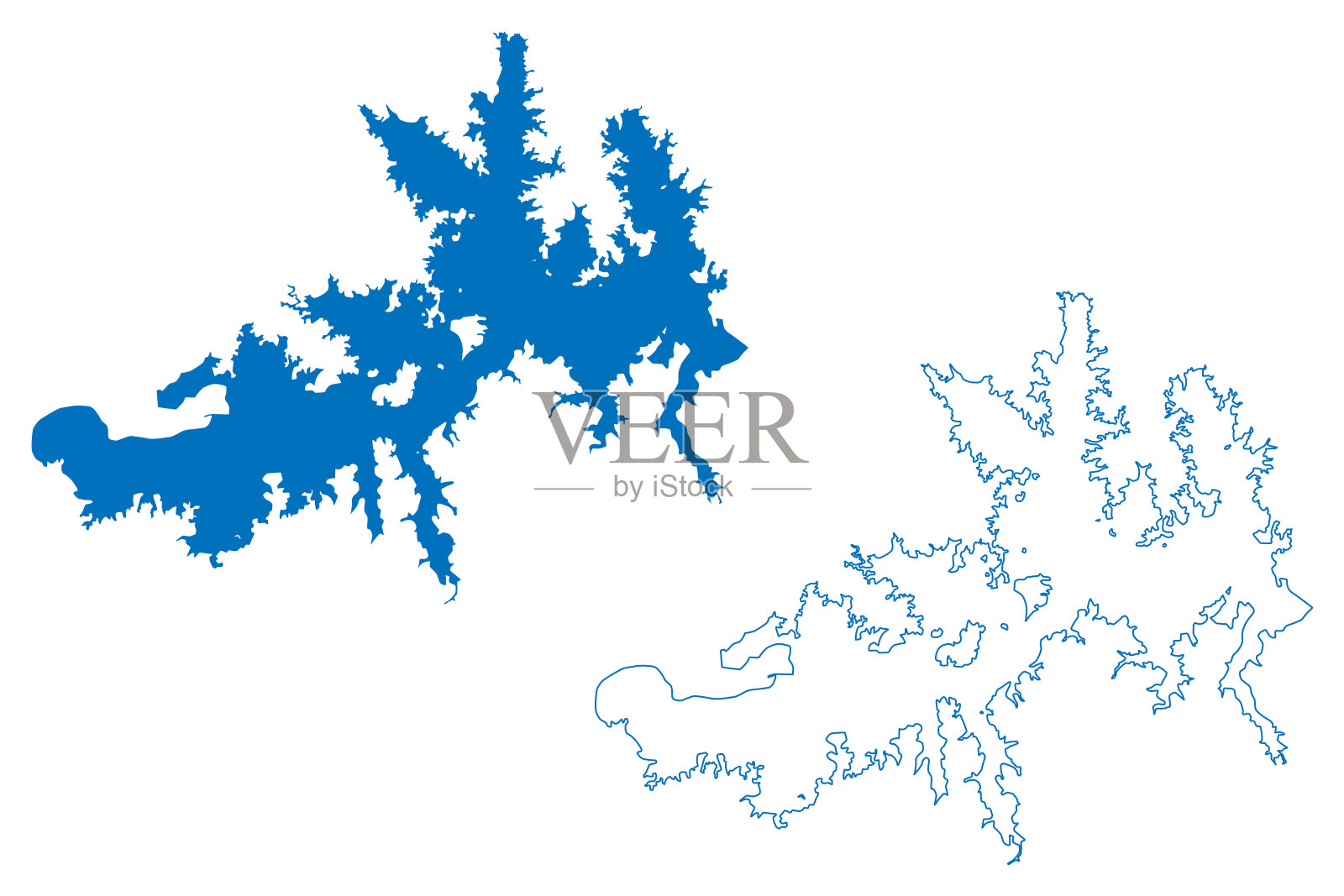 坎普湖水库(美利坚合众国,北美,美国,美国,德克萨斯州)地图矢量插图,潦草素描坎普大坝地图插画图片素材