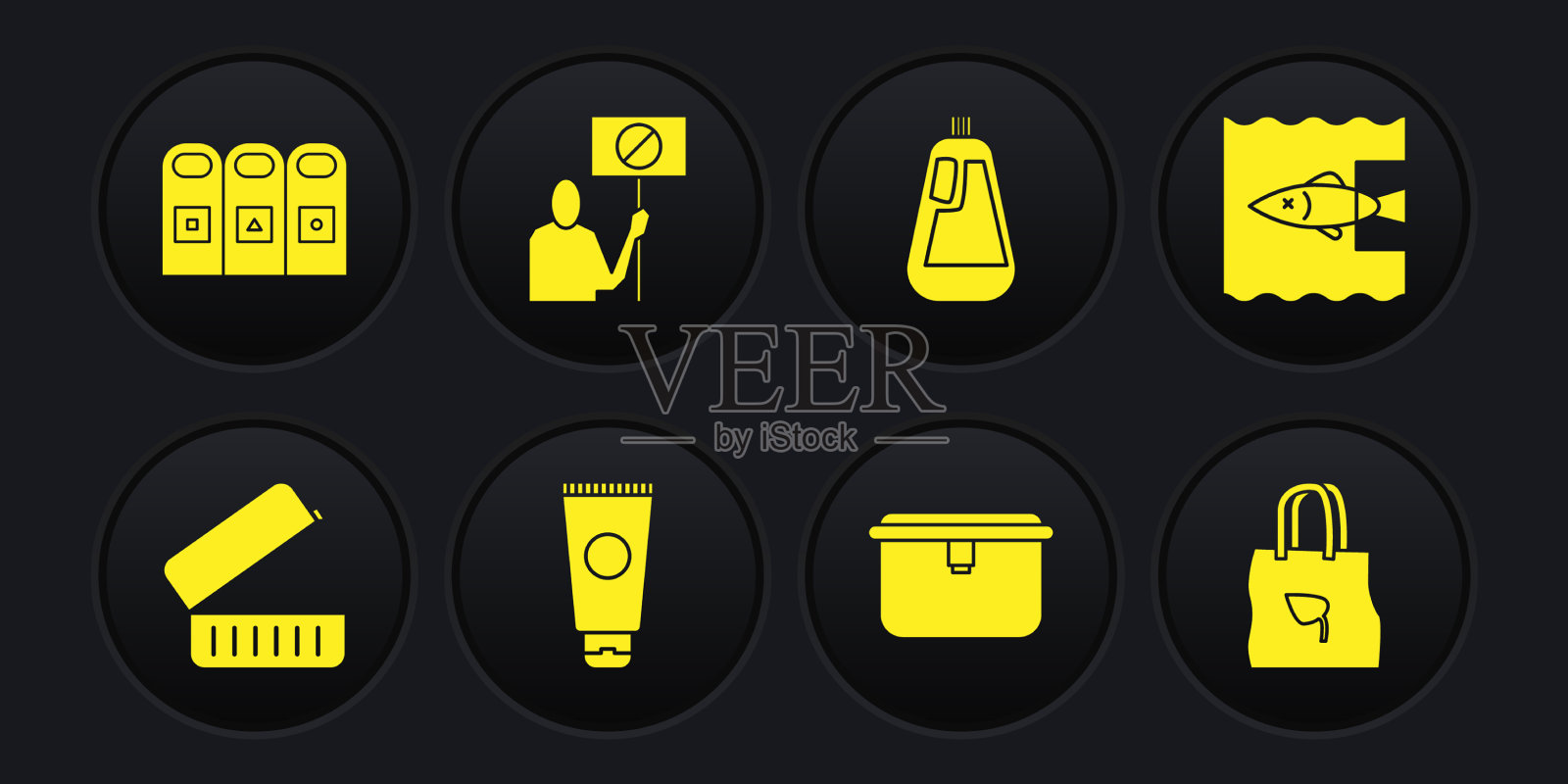 套装盒饭防海洋塑料污染霜图标素材