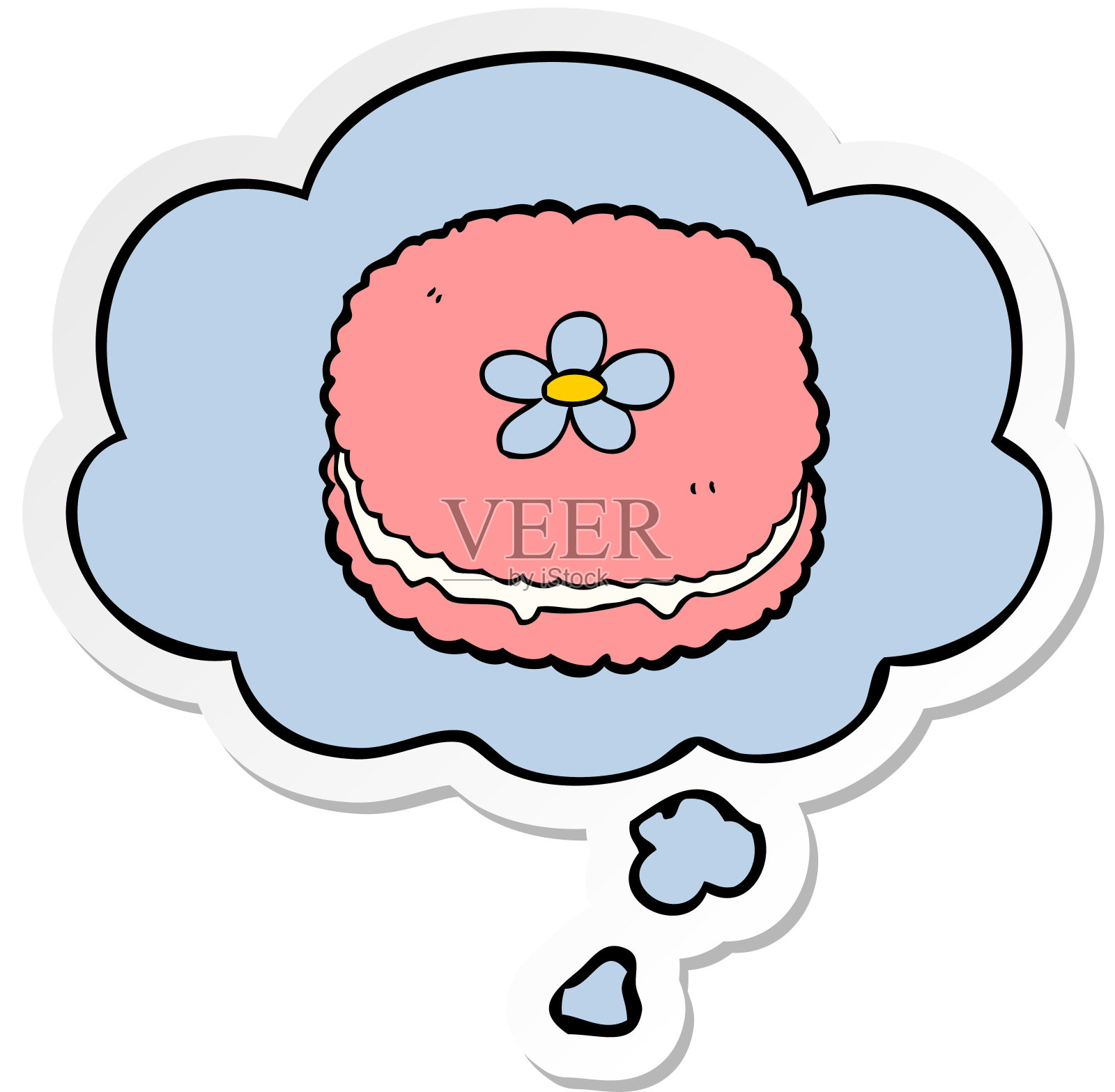 印有思想泡泡的卡通饼干贴纸设计元素图片