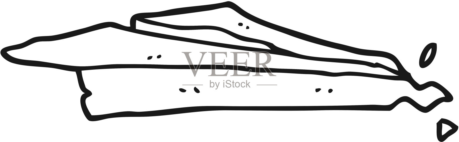 手绘黑白卡通折皱纸飞机插画图片素材