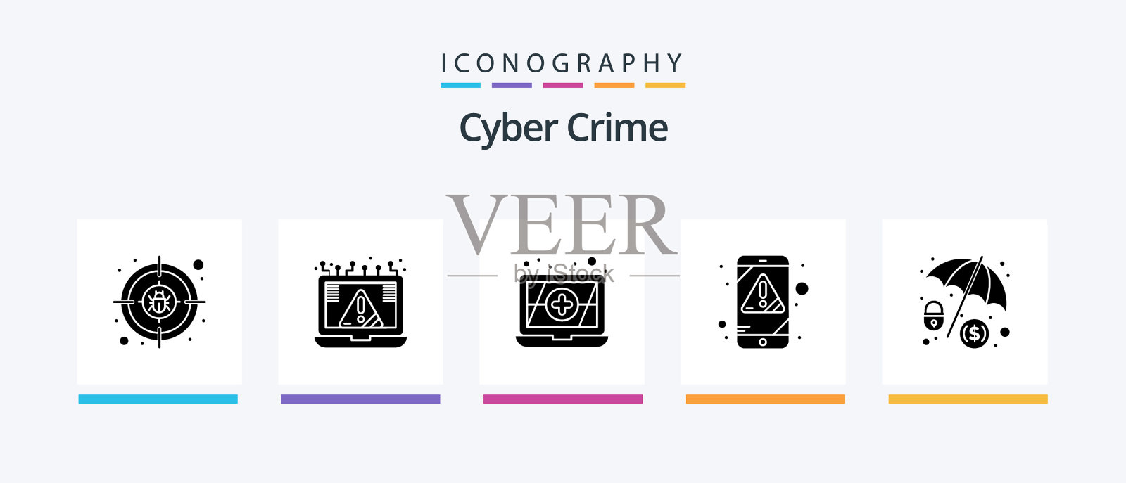 网络犯罪象形文字5图标包包括美元图标素材