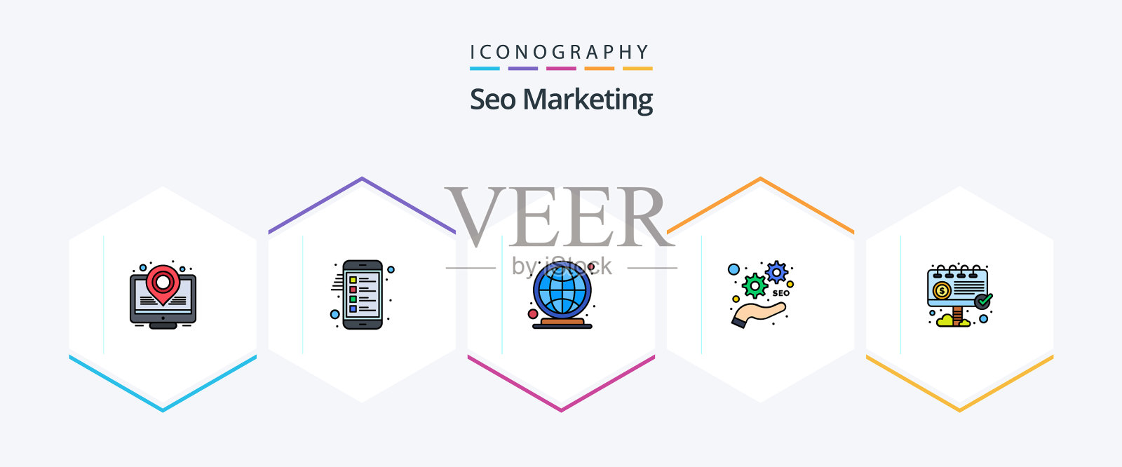 Seo营销25填充线图标包包括图标素材