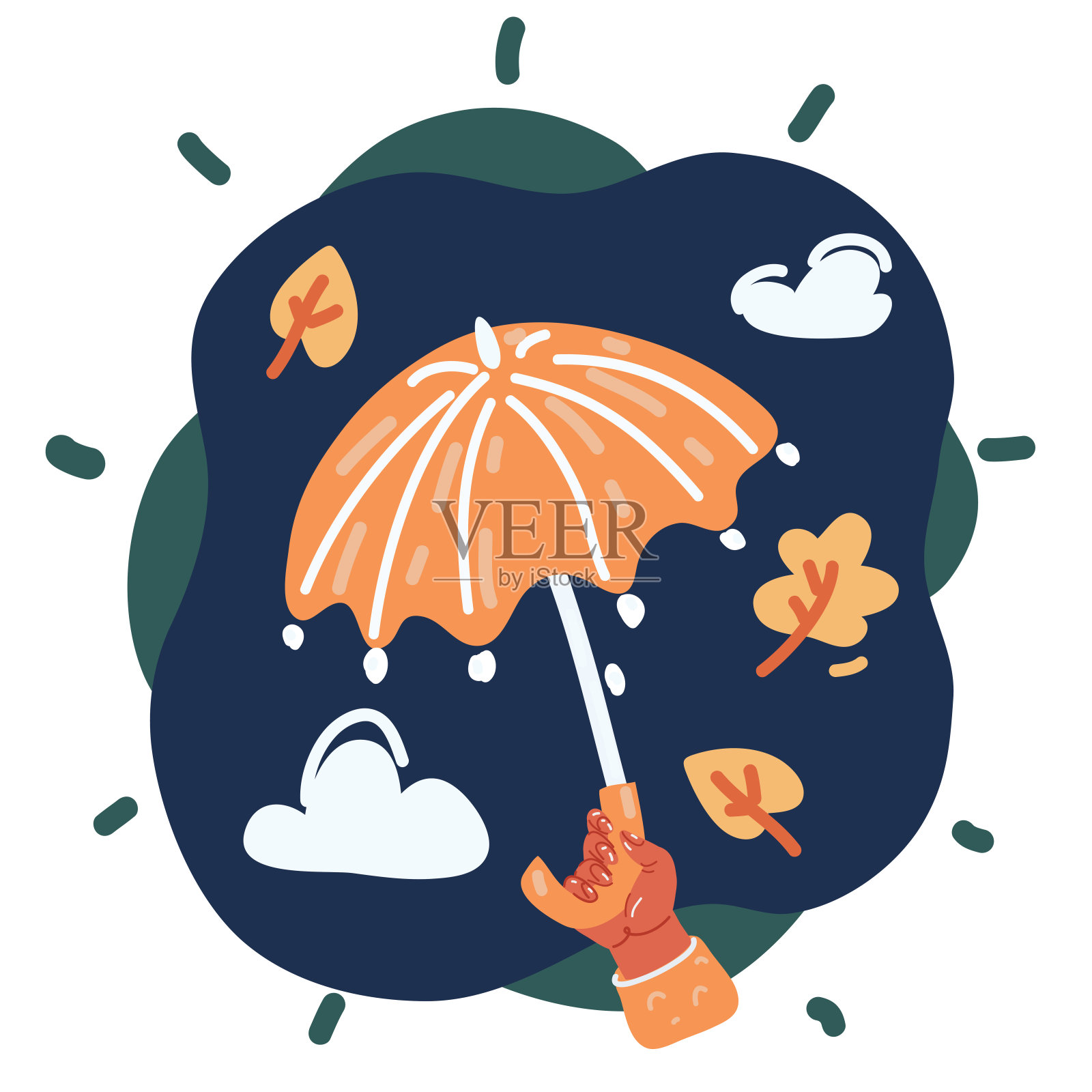 卡通矢量插图的手是拿着伞插画图片素材