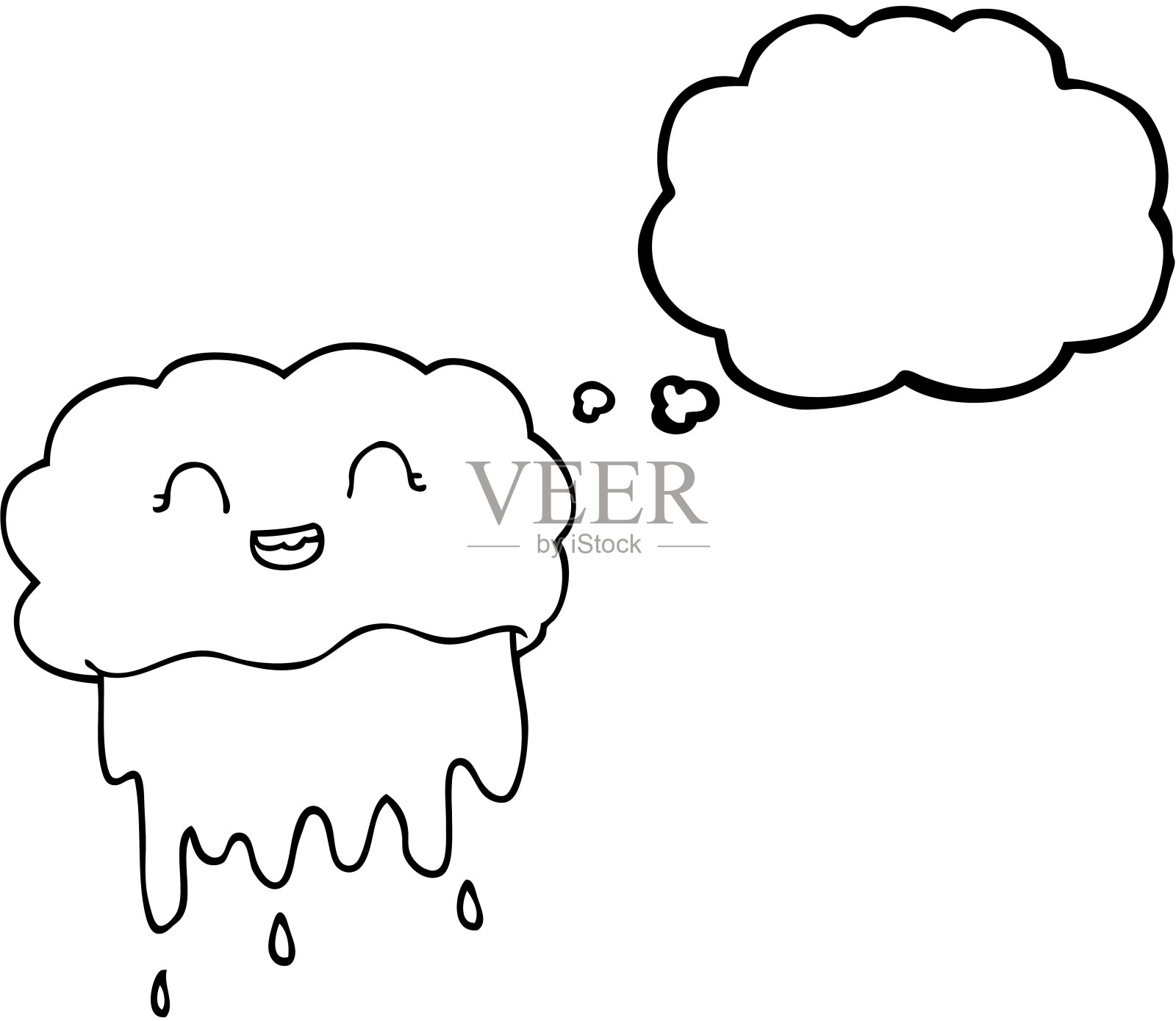 手绘思想泡泡卡通雨云插画图片素材