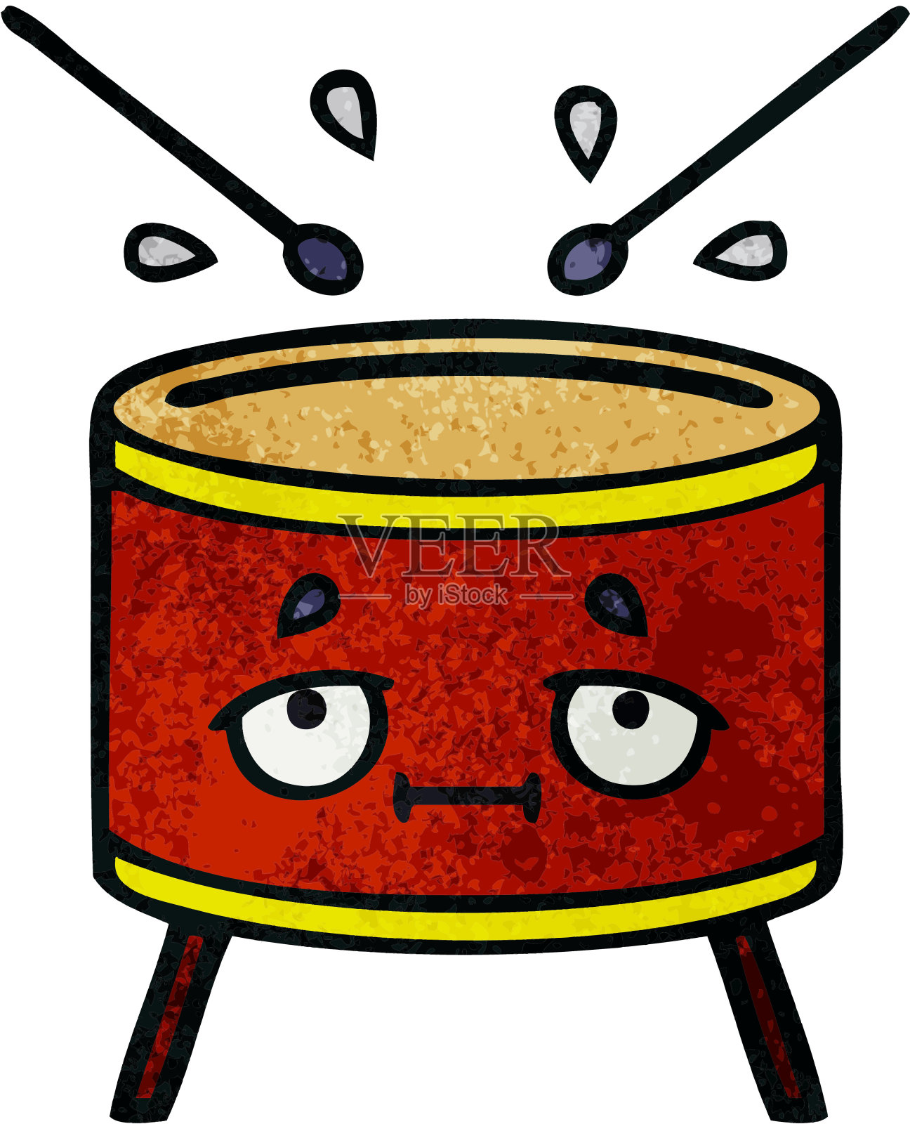 复古的垃圾质感卡通鼓插画图片素材